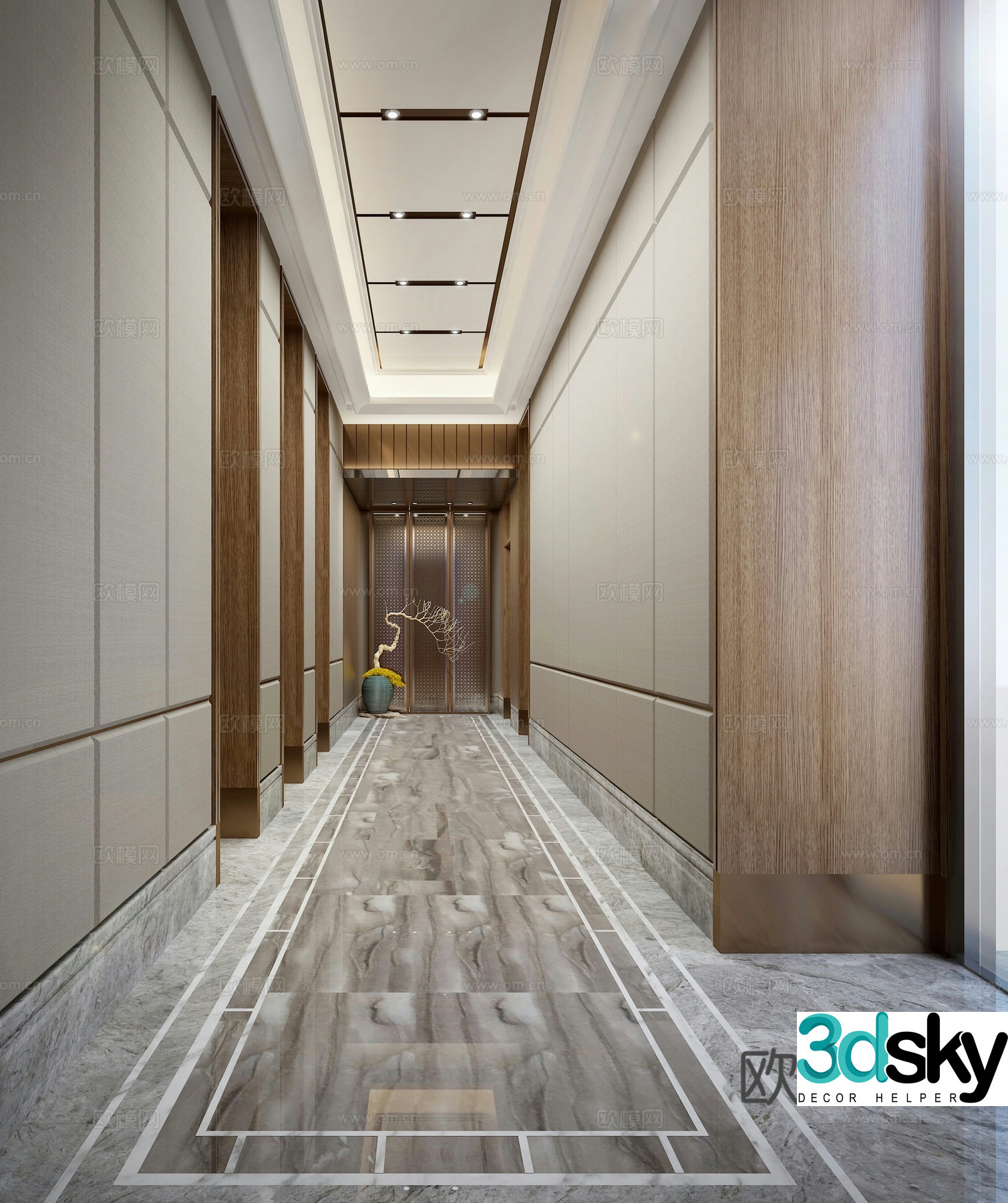New Chinese style club aisle 3D model