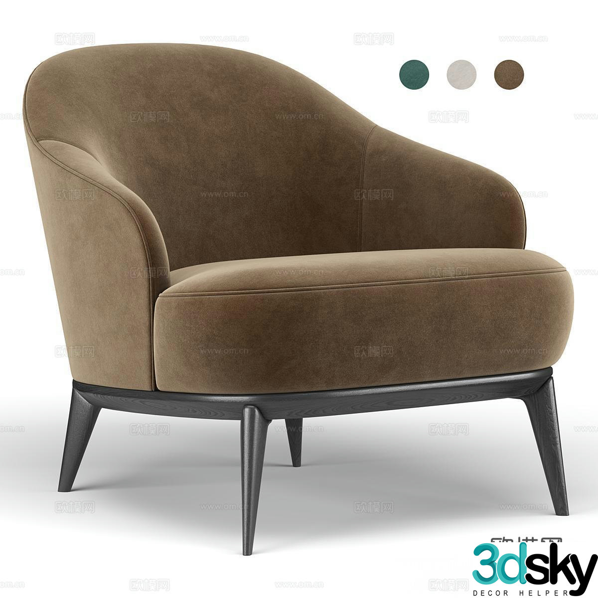 Leslie modern sofa chair leisure chair 3d model
