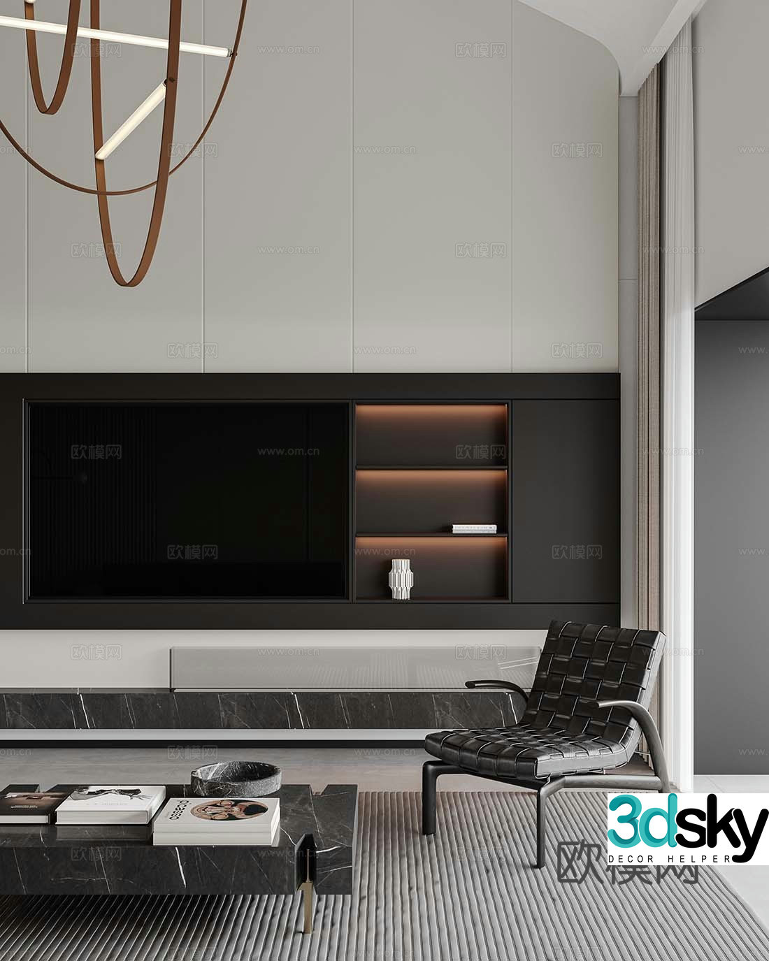 Modern background wall TV background 3d model