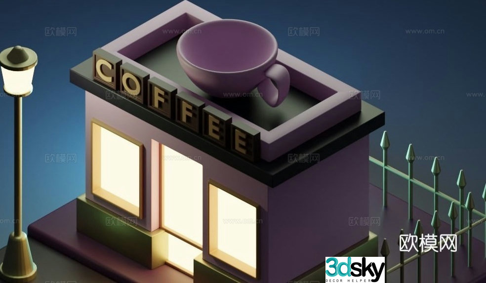 Cartoon coffee shop 3d model
