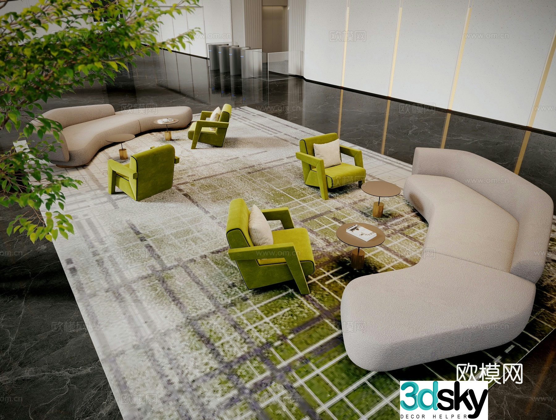 Office sofa lobby sofa public sofa 3d model