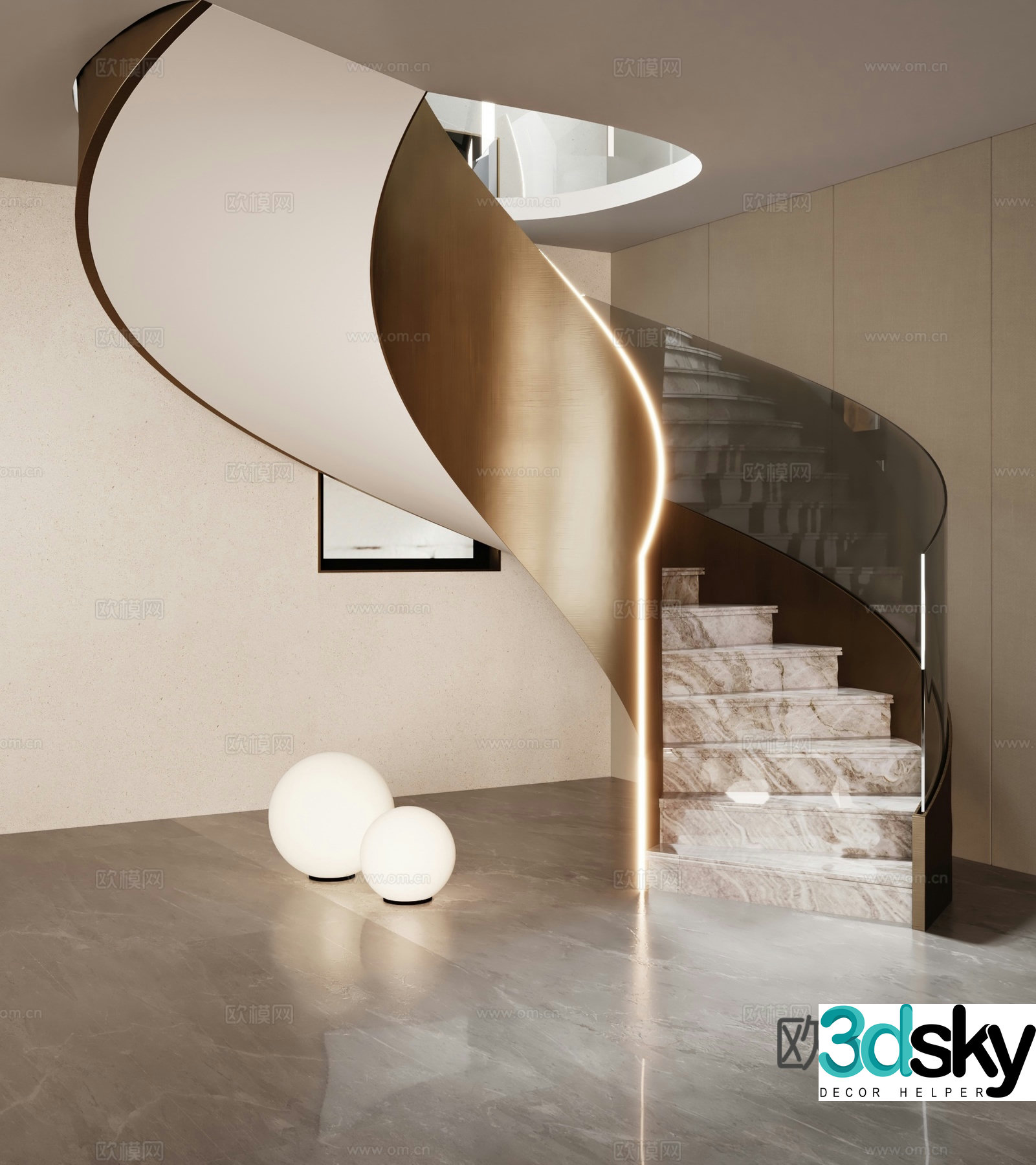 spiral staircase handrail staircase 3d model