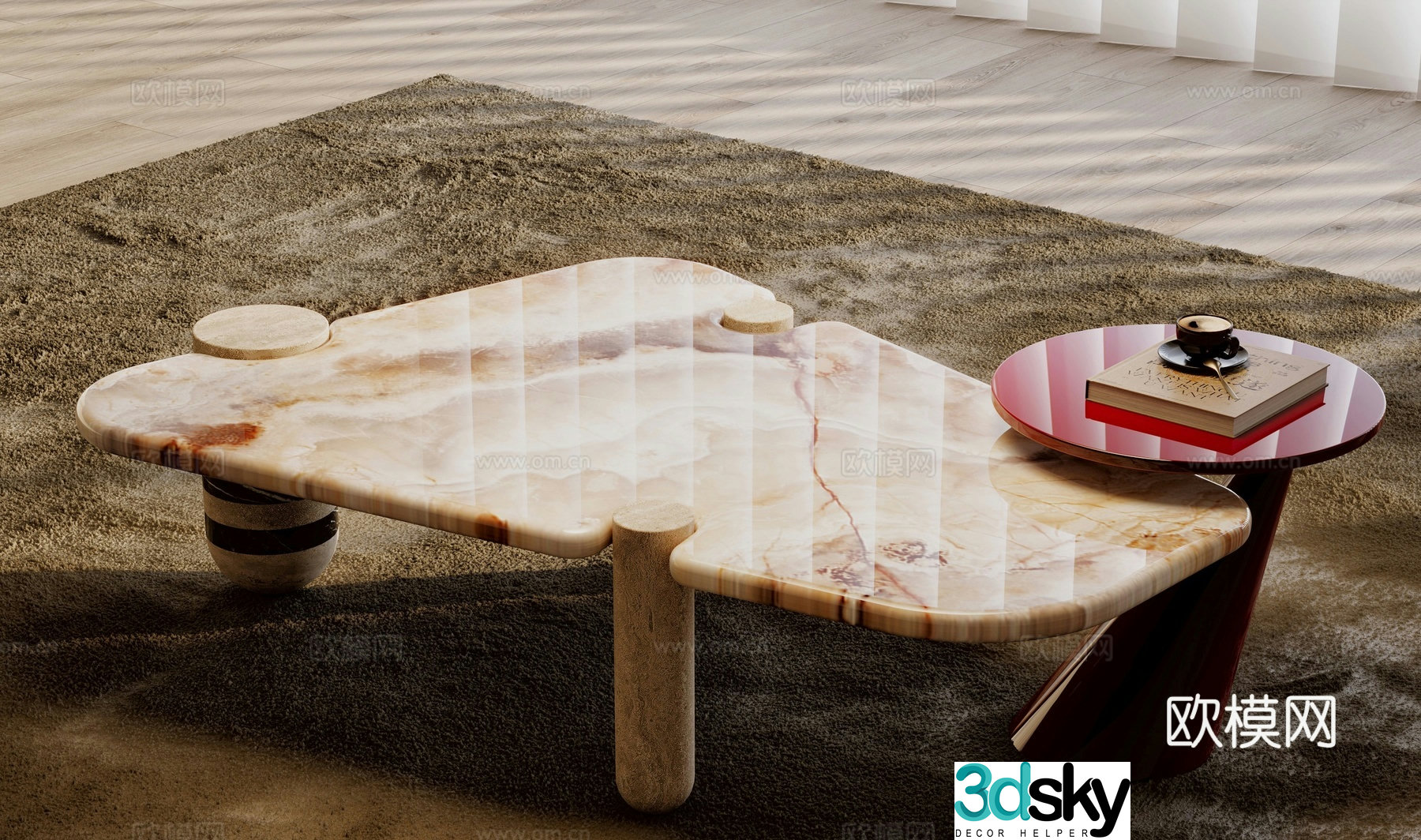 Light luxury coffee table mother-in-law coffee table 3d model