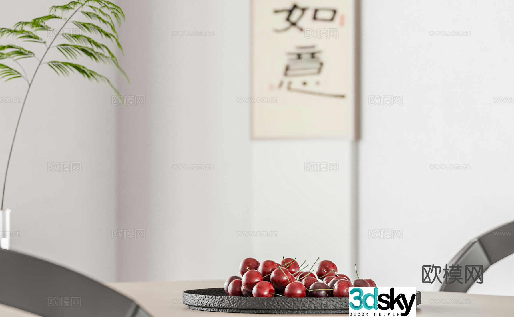 fruit fruit plate cherry 3d model