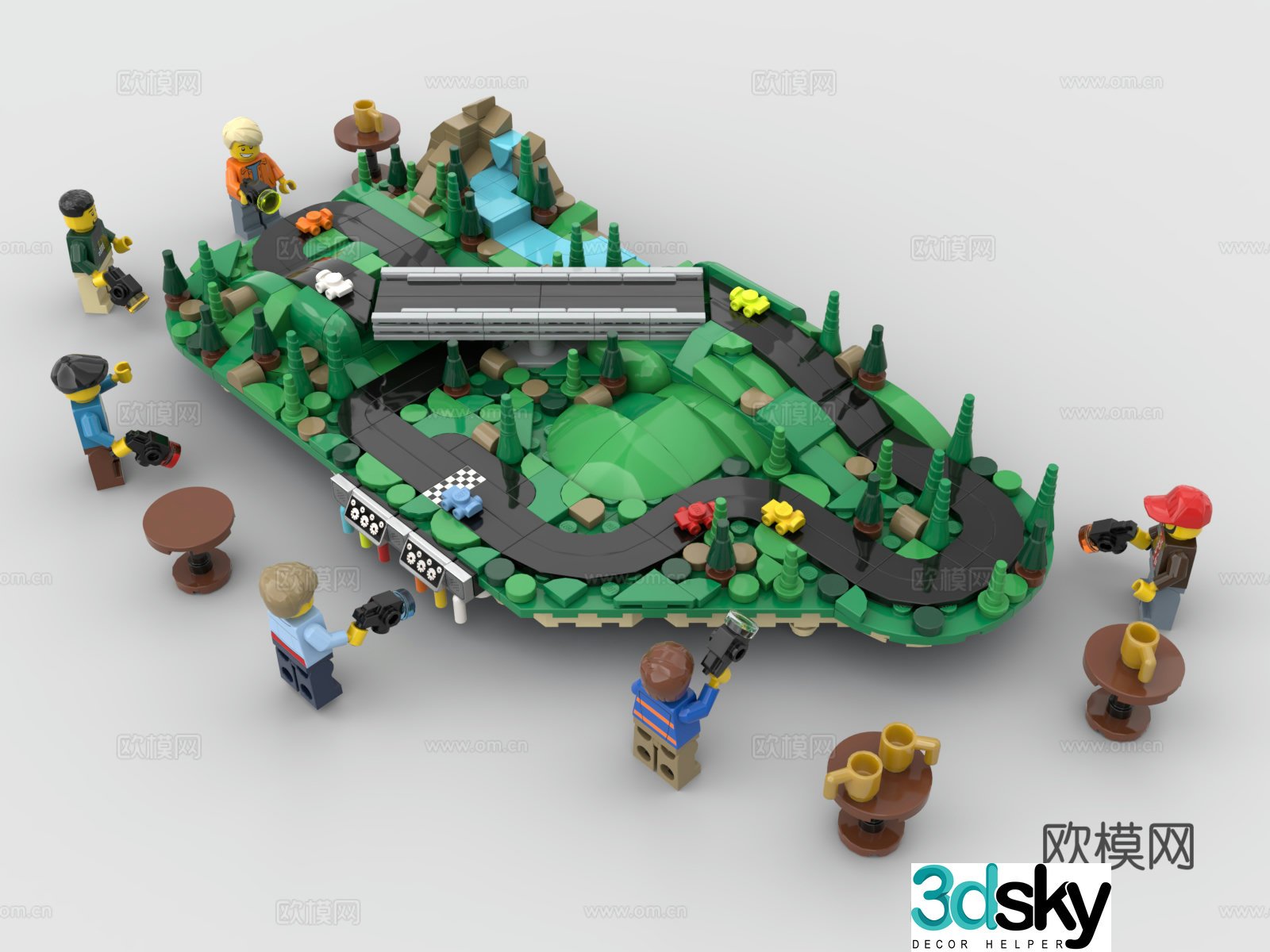 Lego LEGO toys building blocks four-wheel drive racing track 3d model