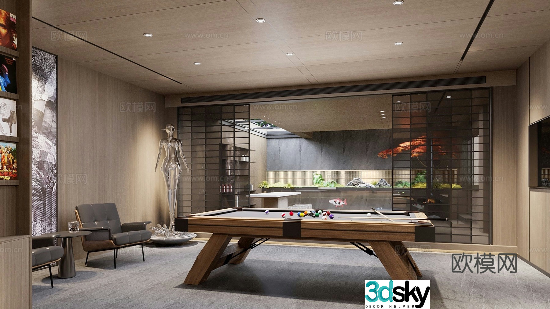 Modern leisure room entertainment room 3d model