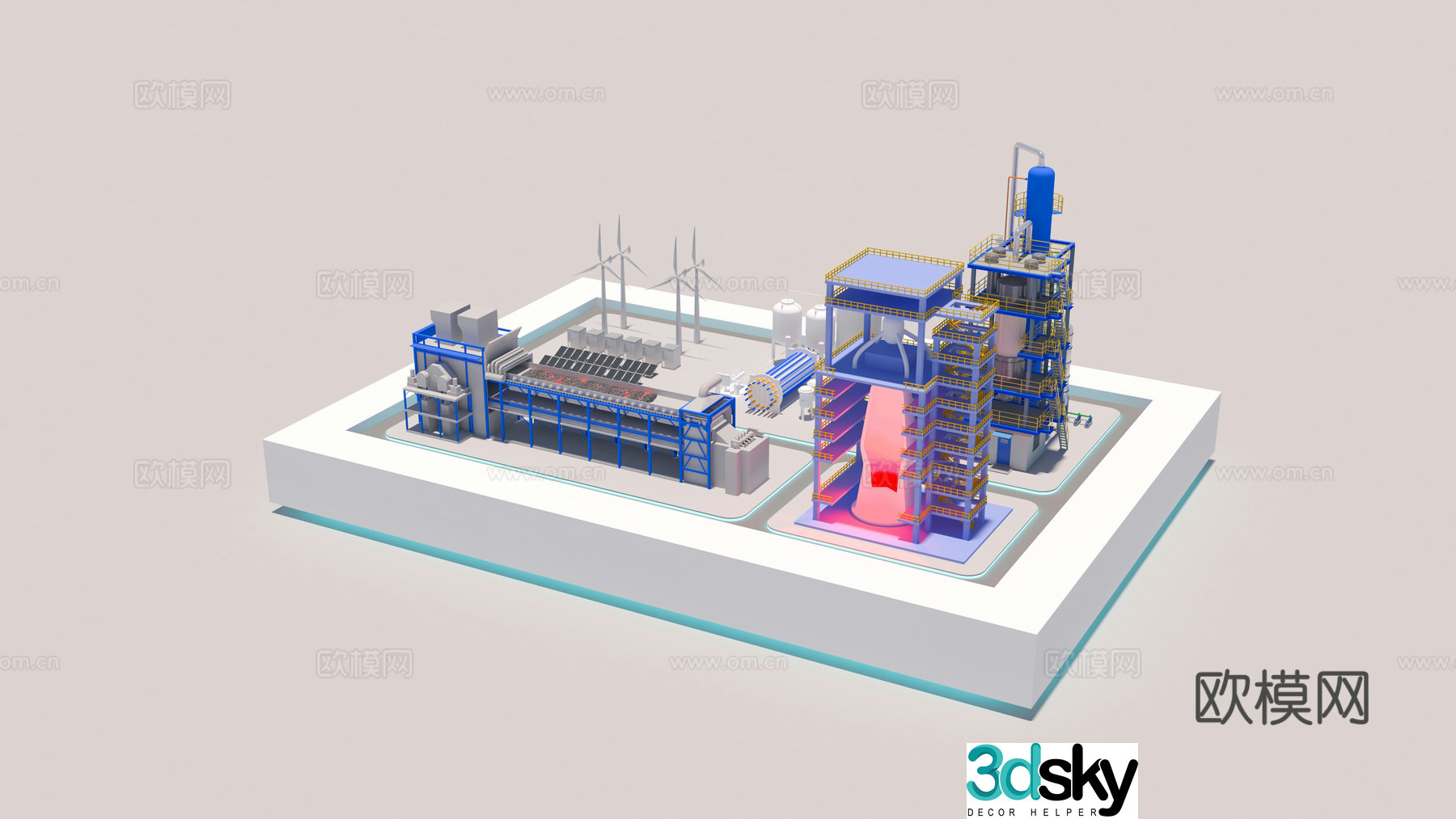 Steel plant aerial view 3d model