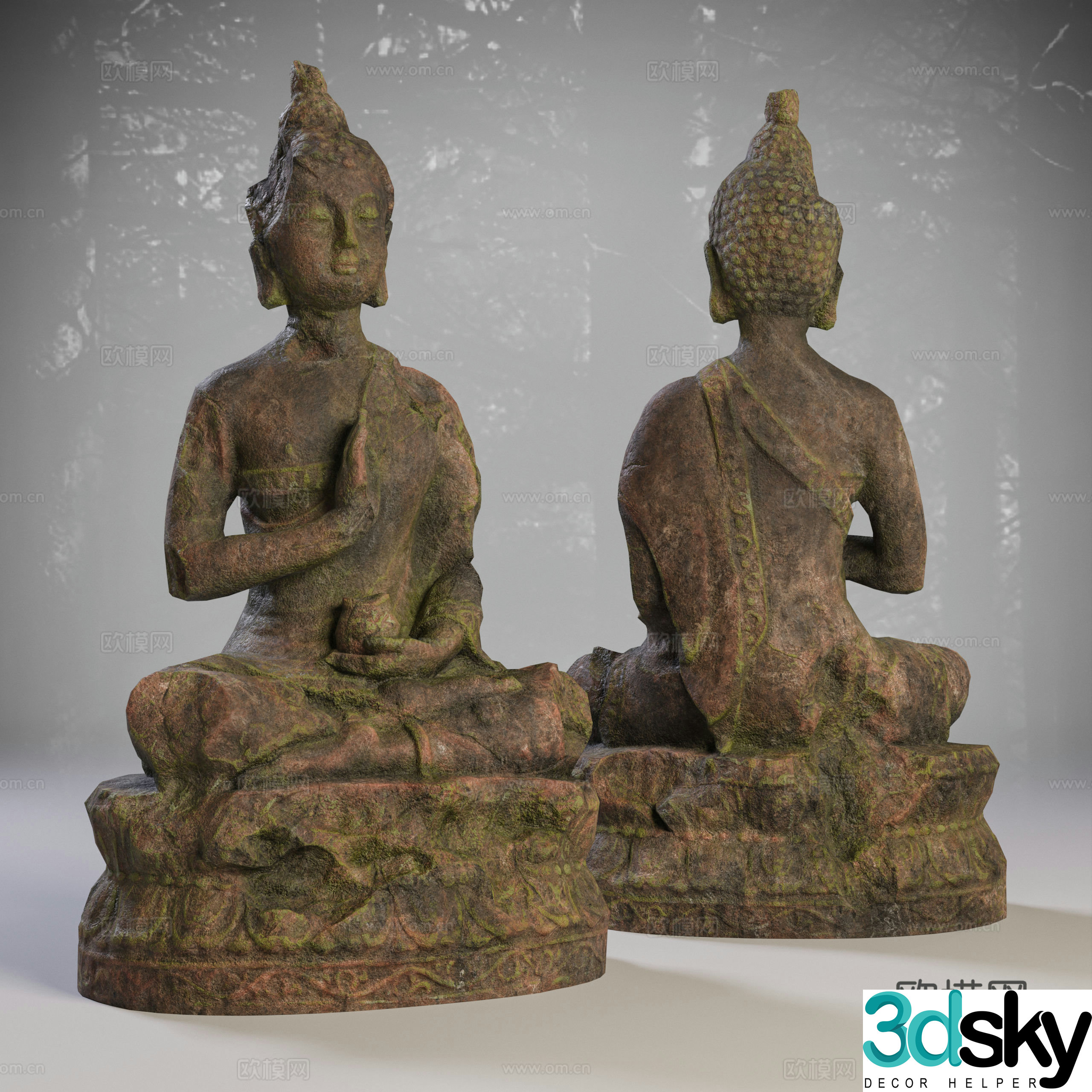 Buddha statue stone statue dilapidated Buddha statue antique Buddha statue 3d model