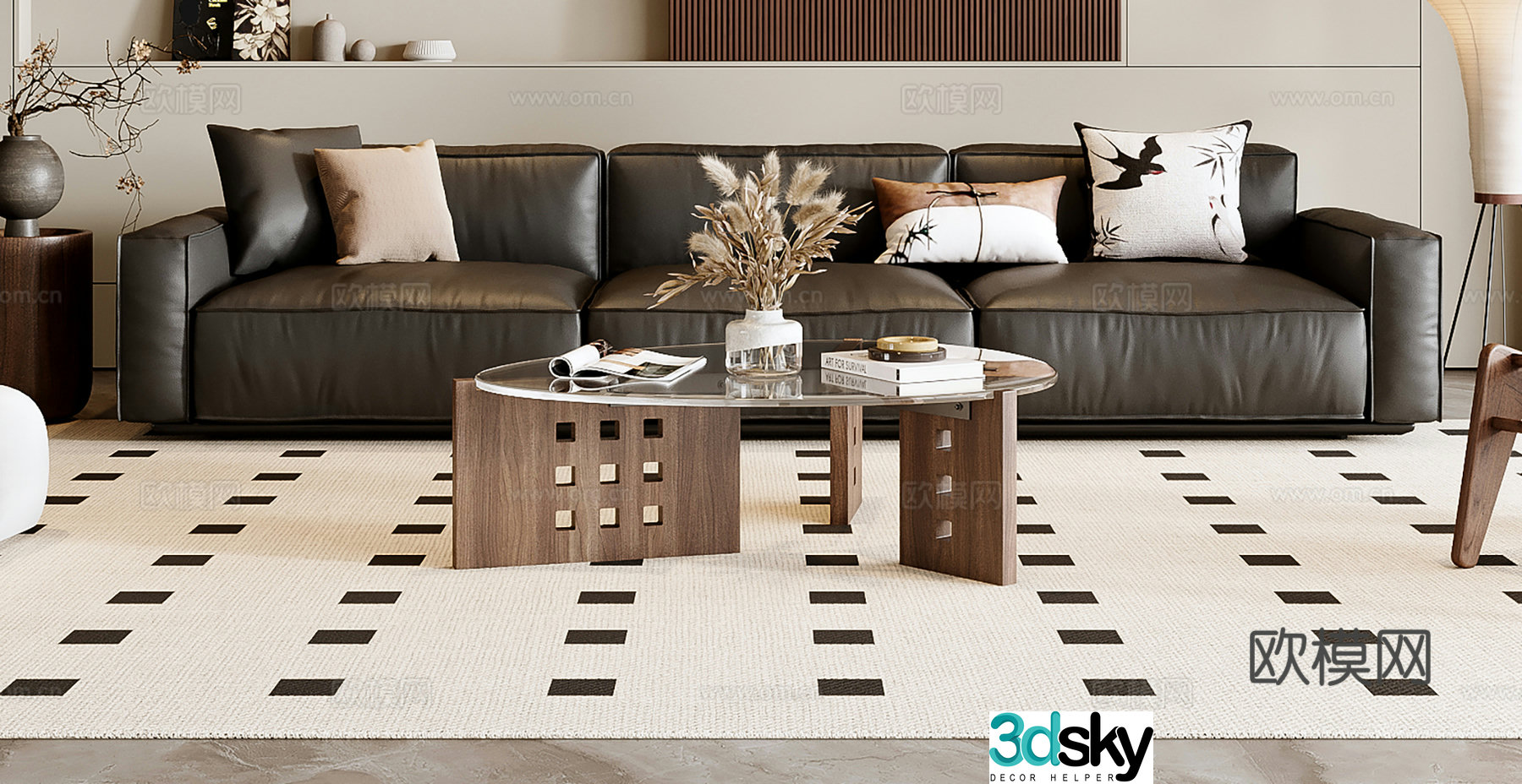 Medieval style three-person sofa 3D model