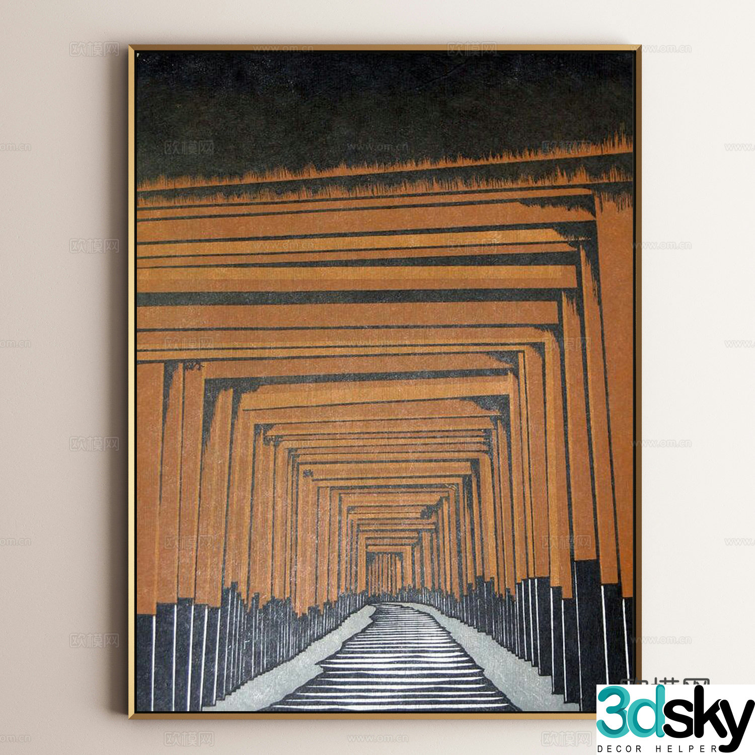 Modern decorative painting architectural painting hanging painting 3D model