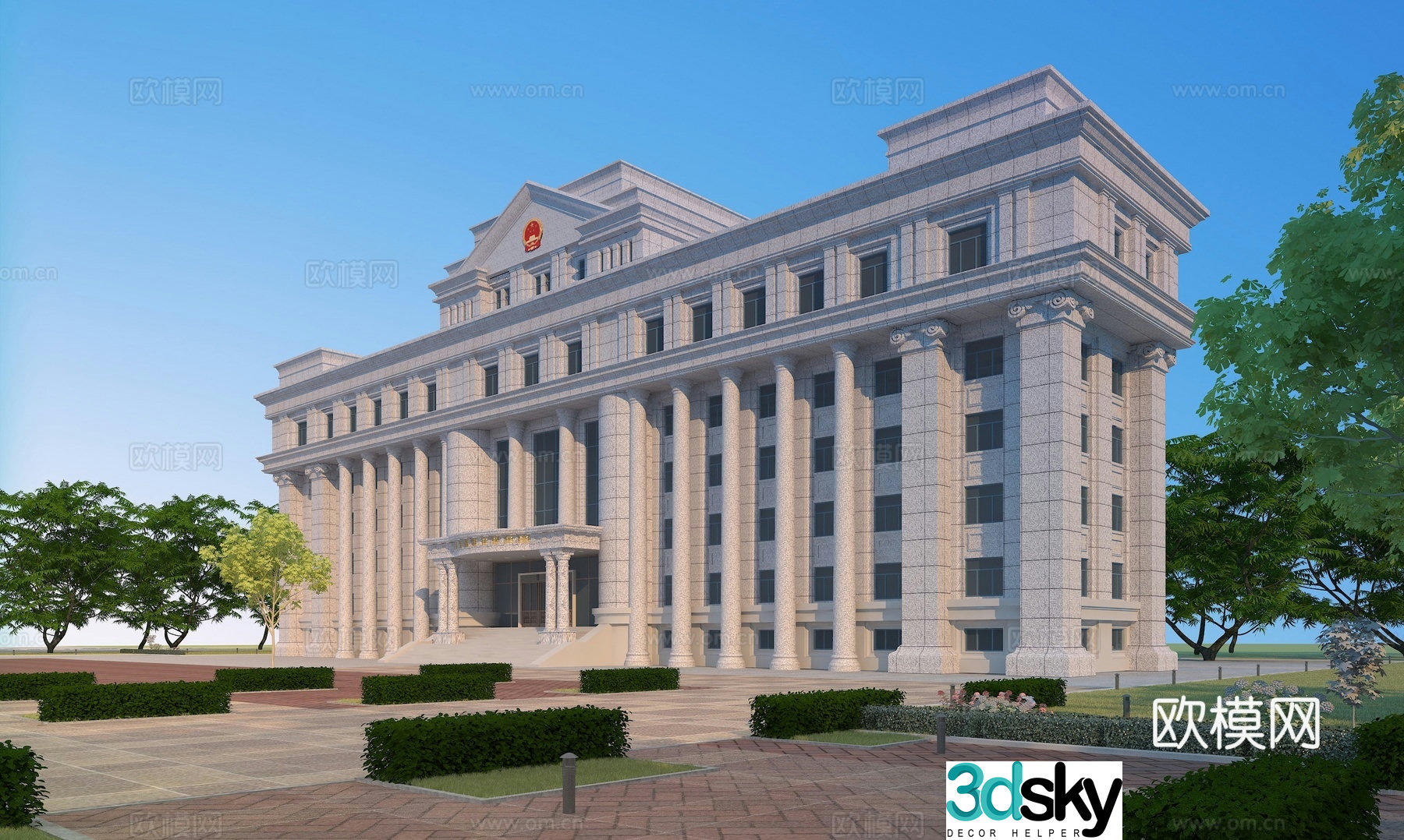 European style office building exterior 3D model