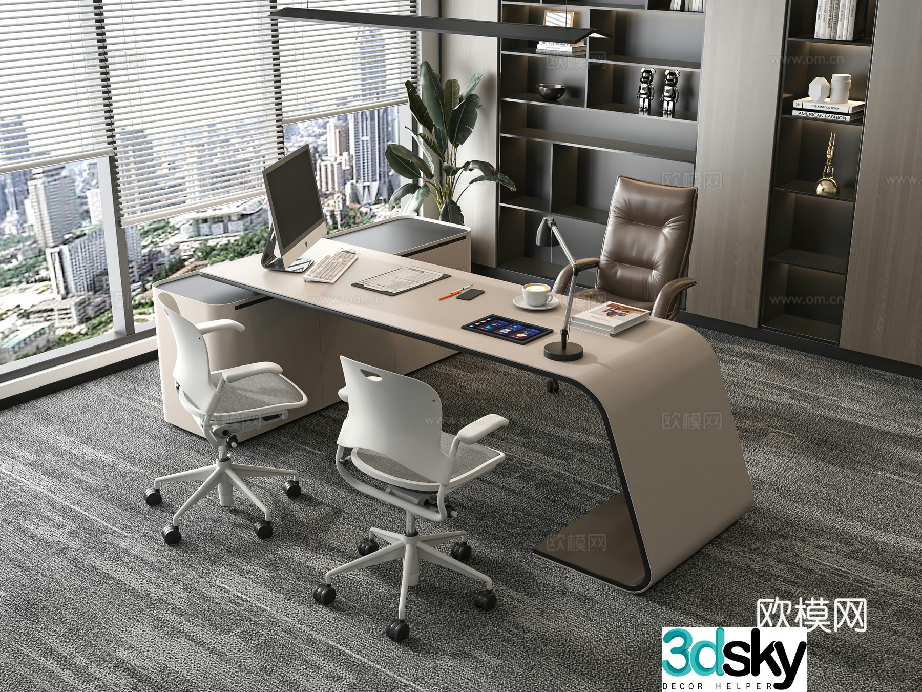 Modern office desk desk chair 3d model