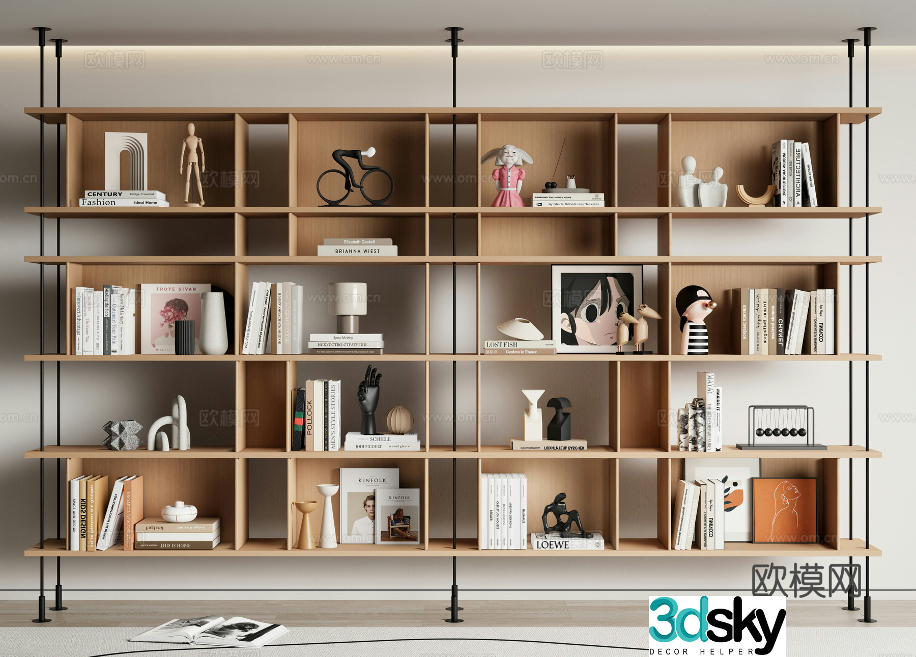 Modern bookshelf storage shelf decorative shelf 3d model