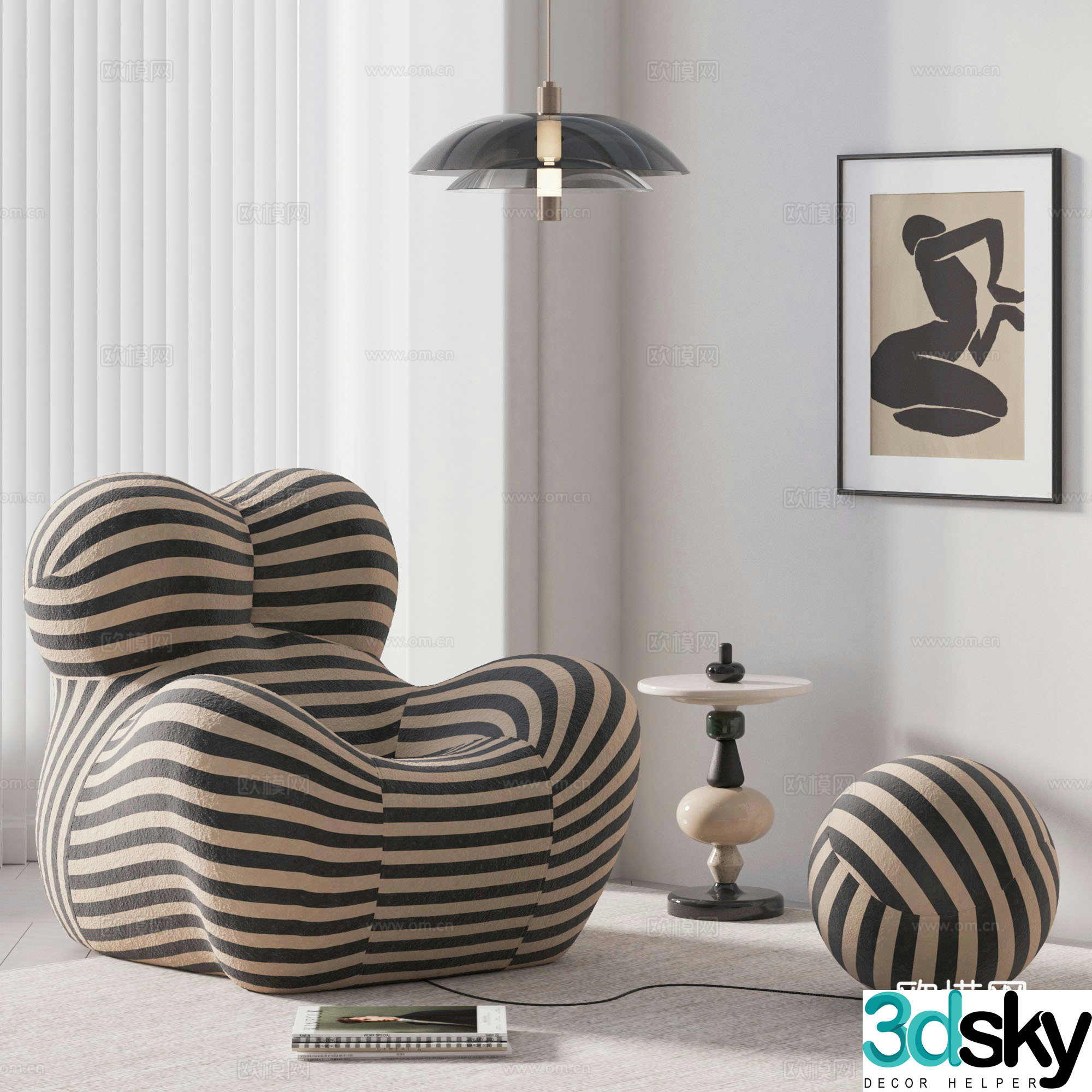 Modern single sofa 3d model