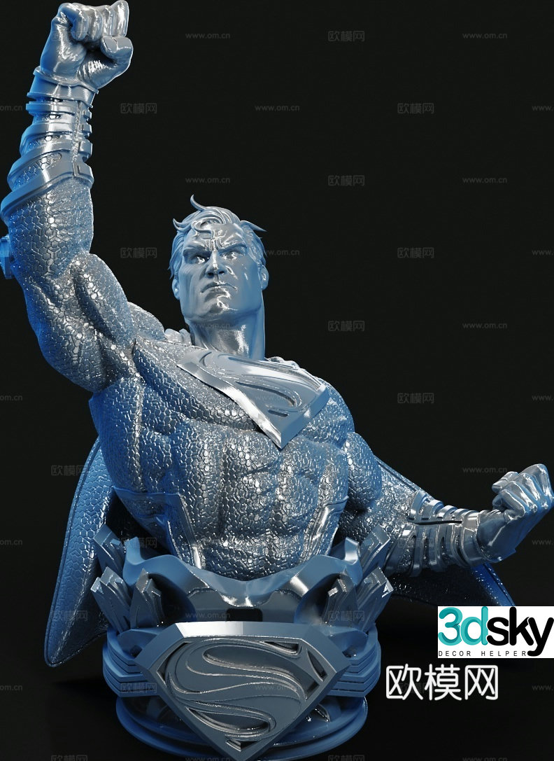 Half-length Superman sculpture Marvel DC superhero 3d model