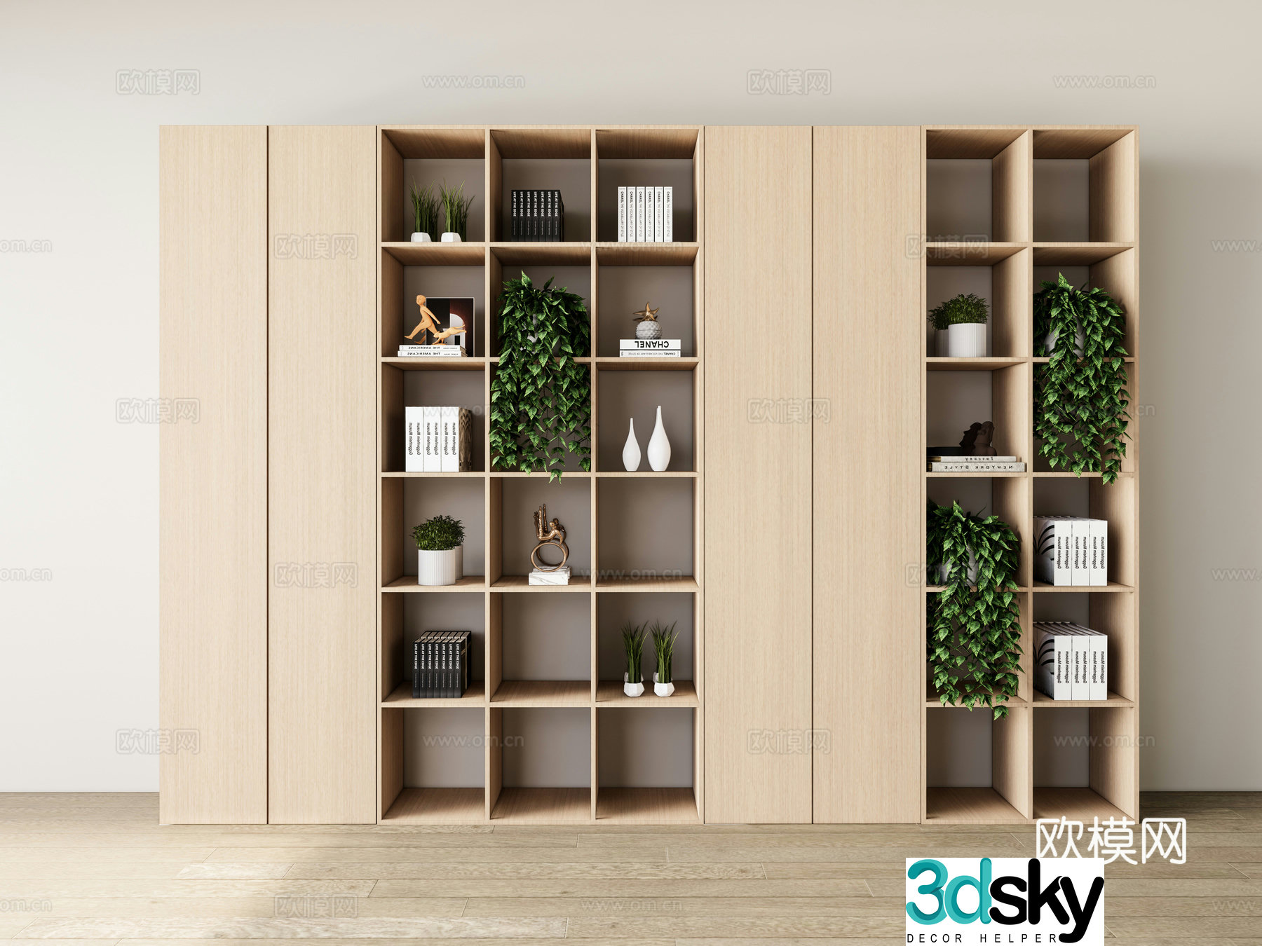 Modern finished bookcase storage cabinet 3d model