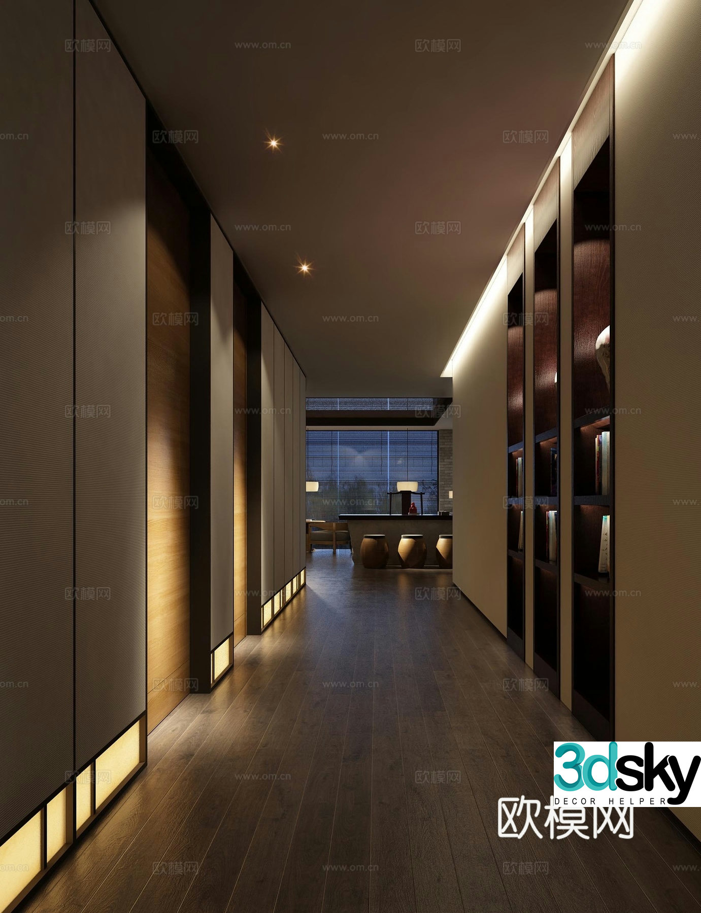 Chinese villa corridor corridor 3d model