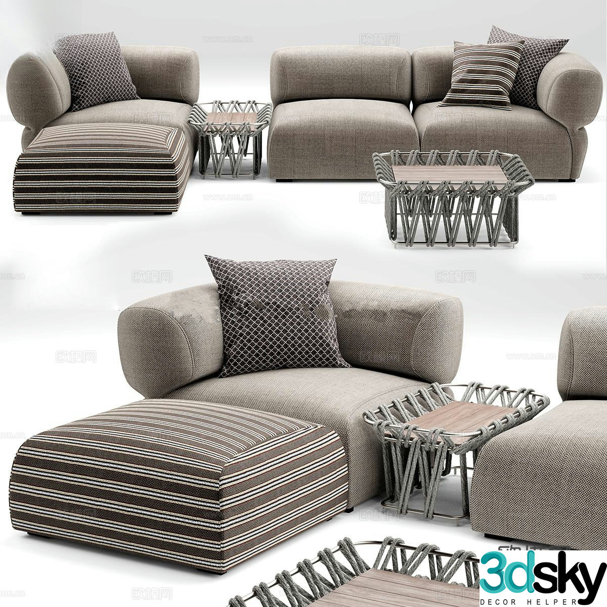 Corner sofa multi-person sofa 3d model