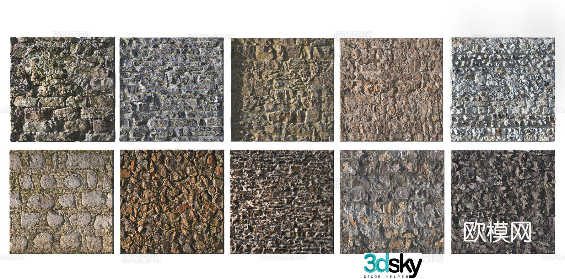 Stone wall retaining wall cultural stone landscape wall slope protection 3d model