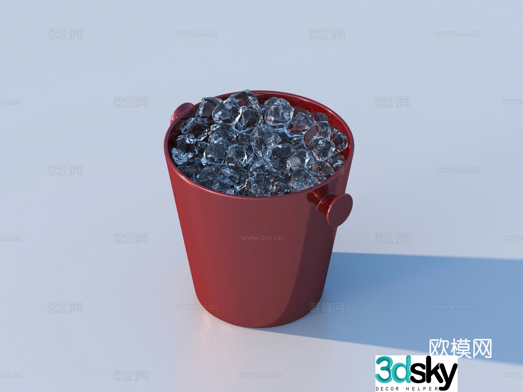 Ice bucket ice cube 3d model