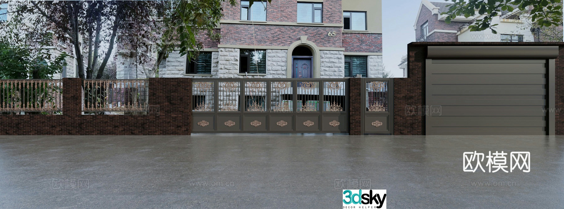 French villa railing courtyard gate railing 3d model