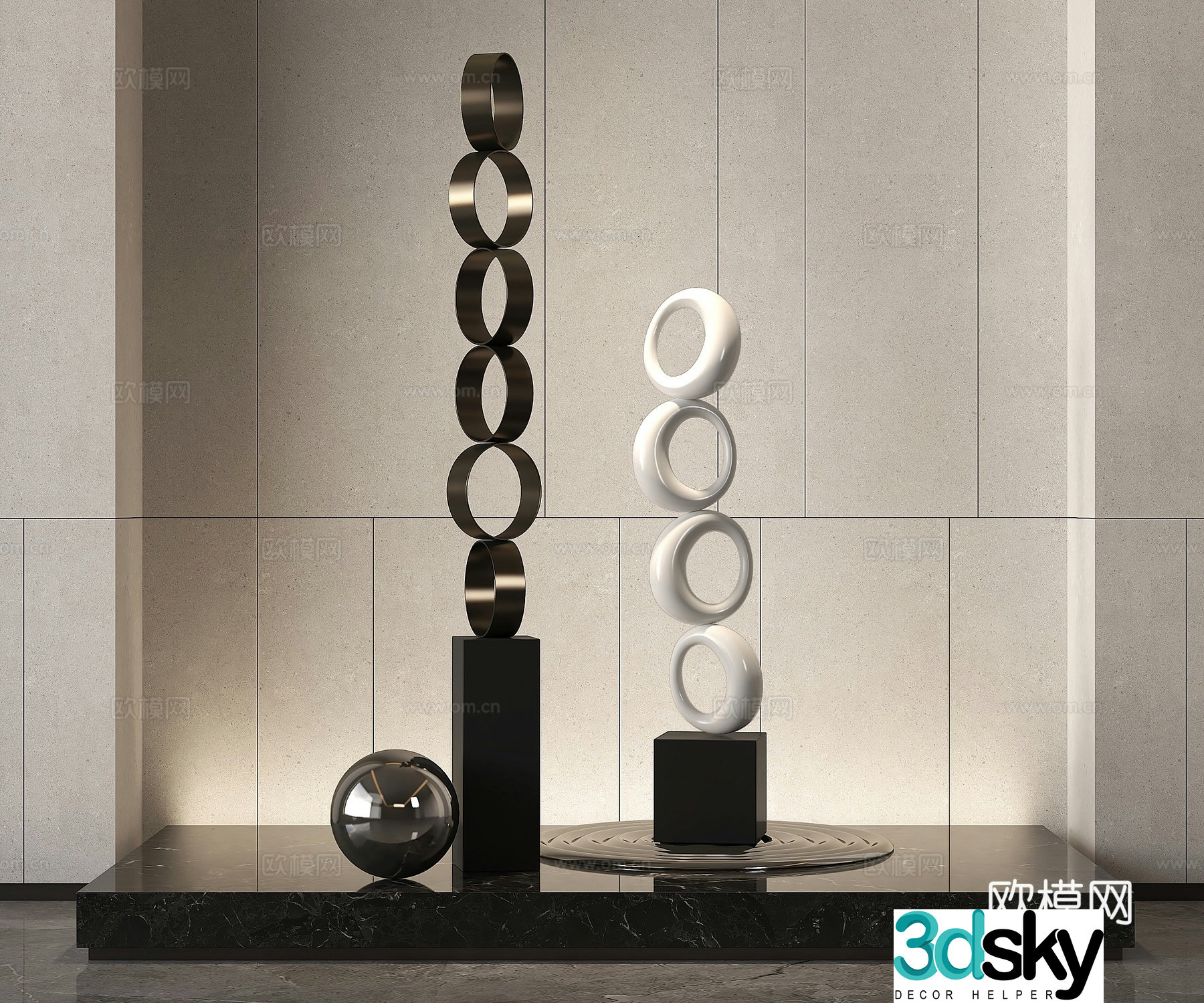 Modern abstract sculpture ornament 3d model