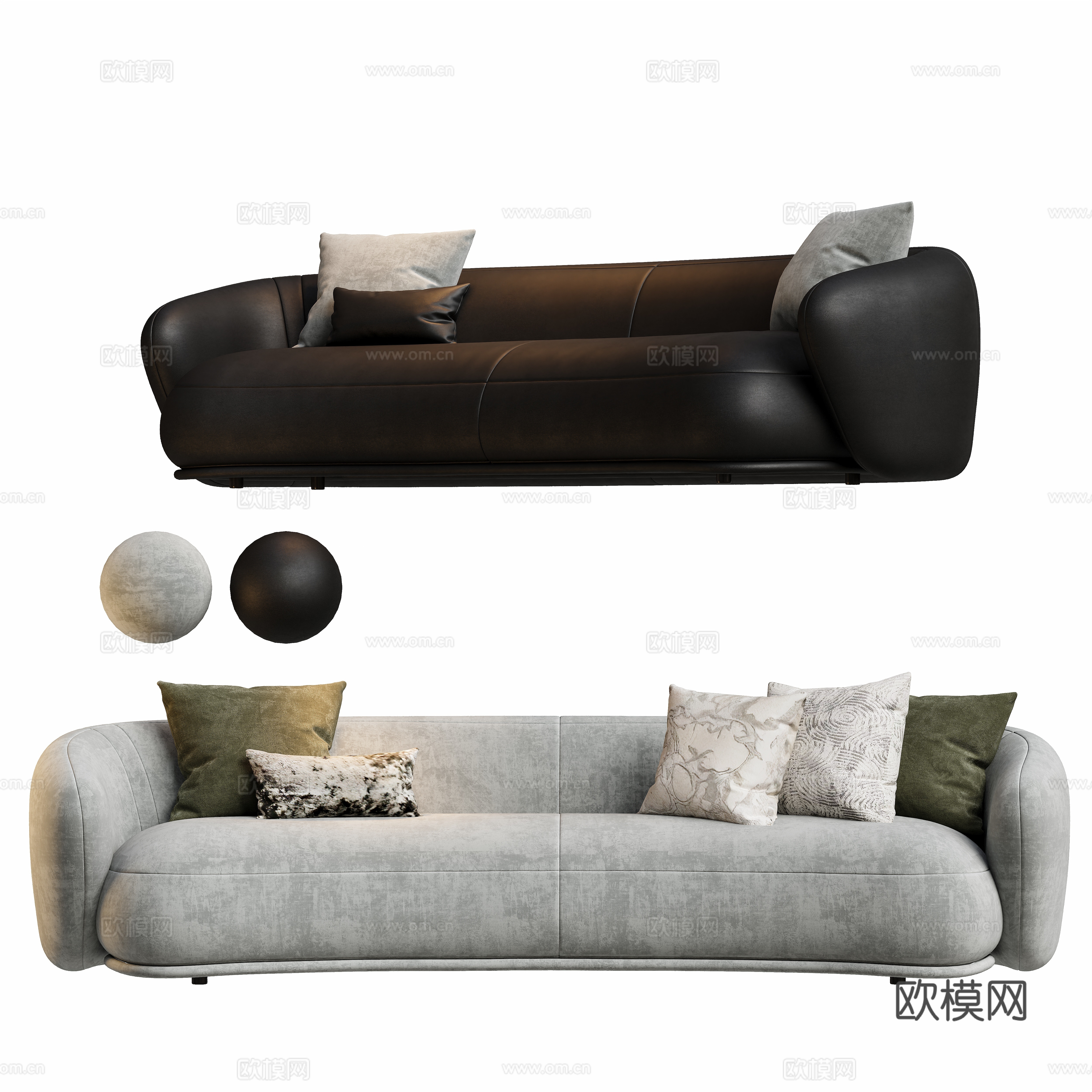 Double sofa upholstered sofa 3d model