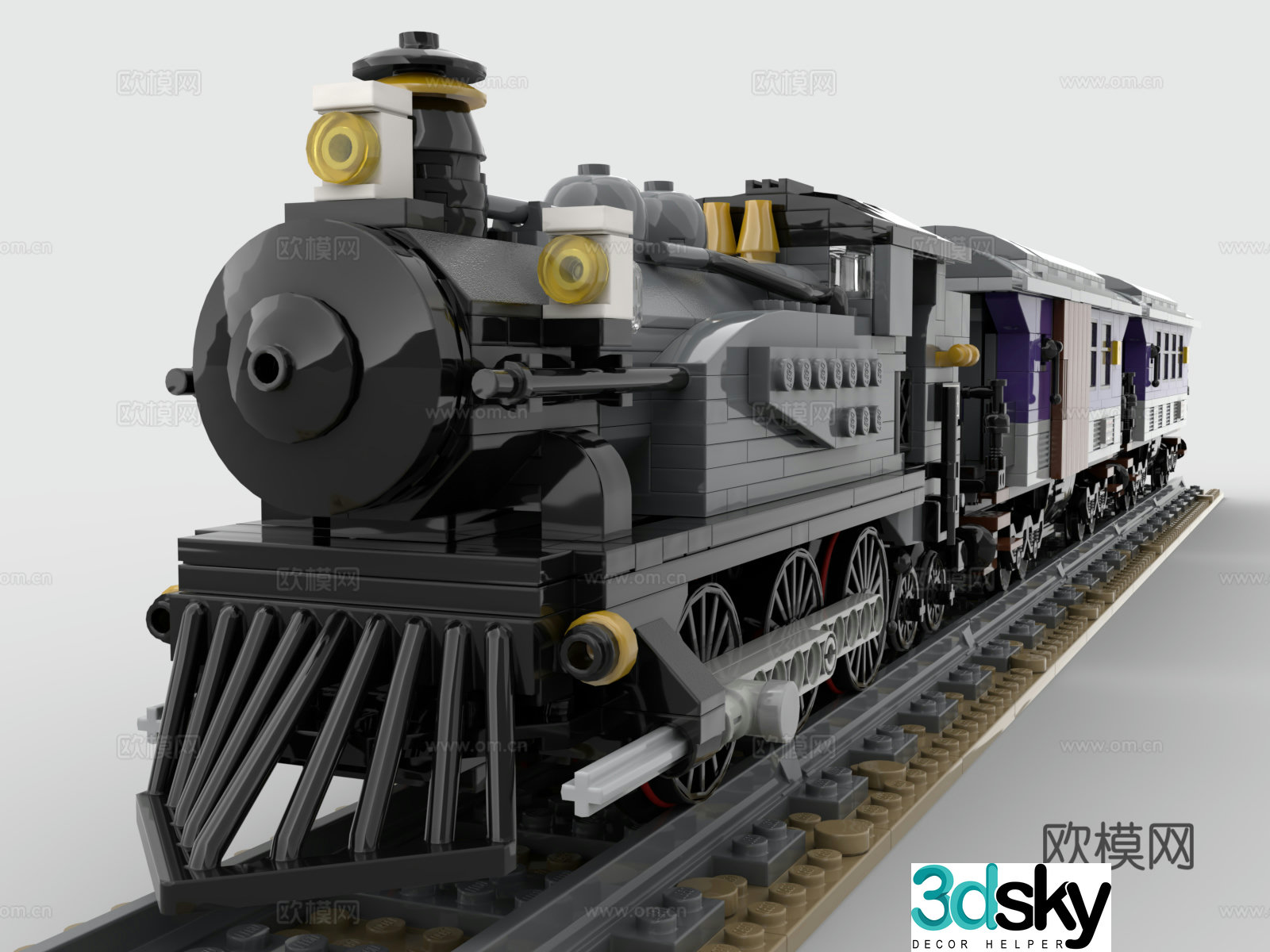 Lego LEGO toys building blocks train steam train retro train high-speed rail 3d model