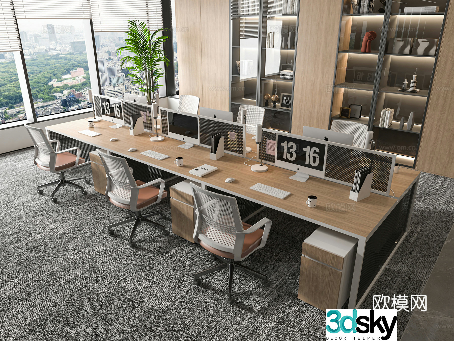 Modern office desk and chair 3d model