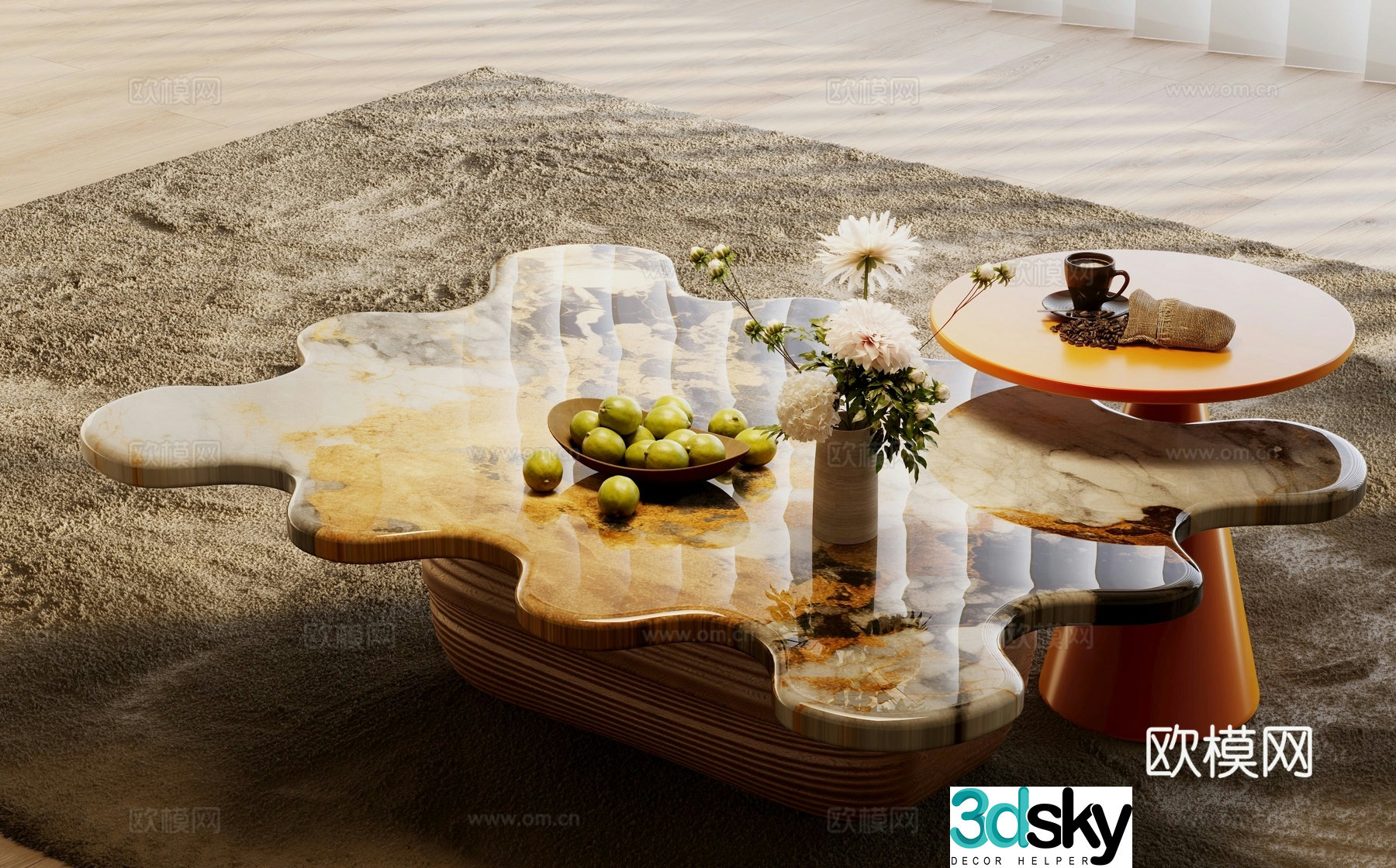 Light luxury coffee table mother-in-law coffee table 3d model
