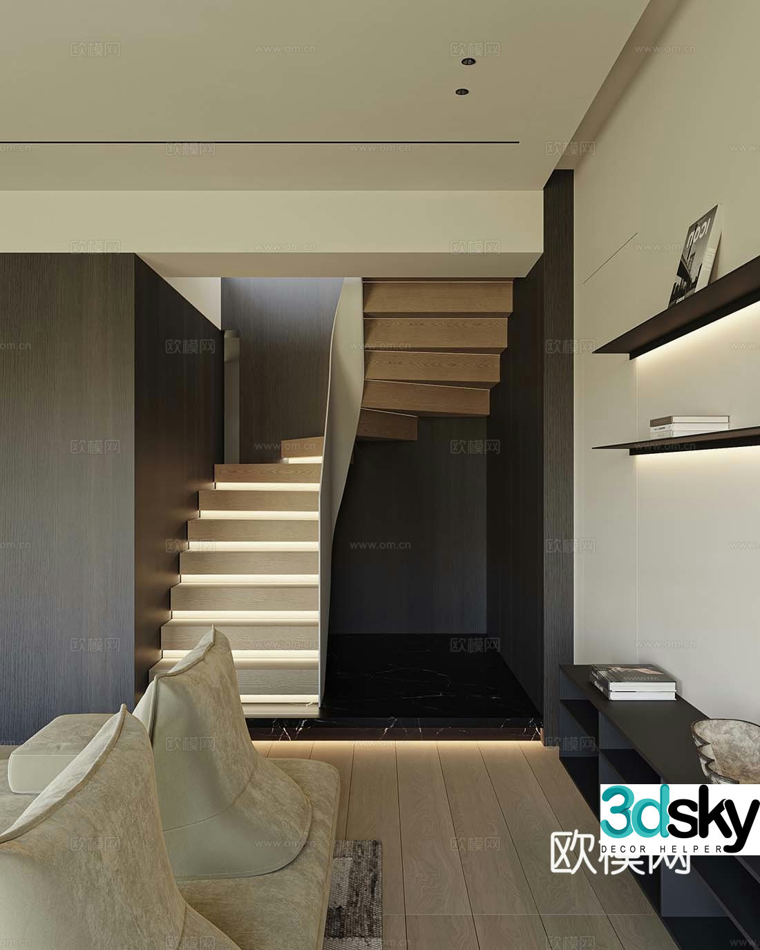 Modern stairwell 3d model