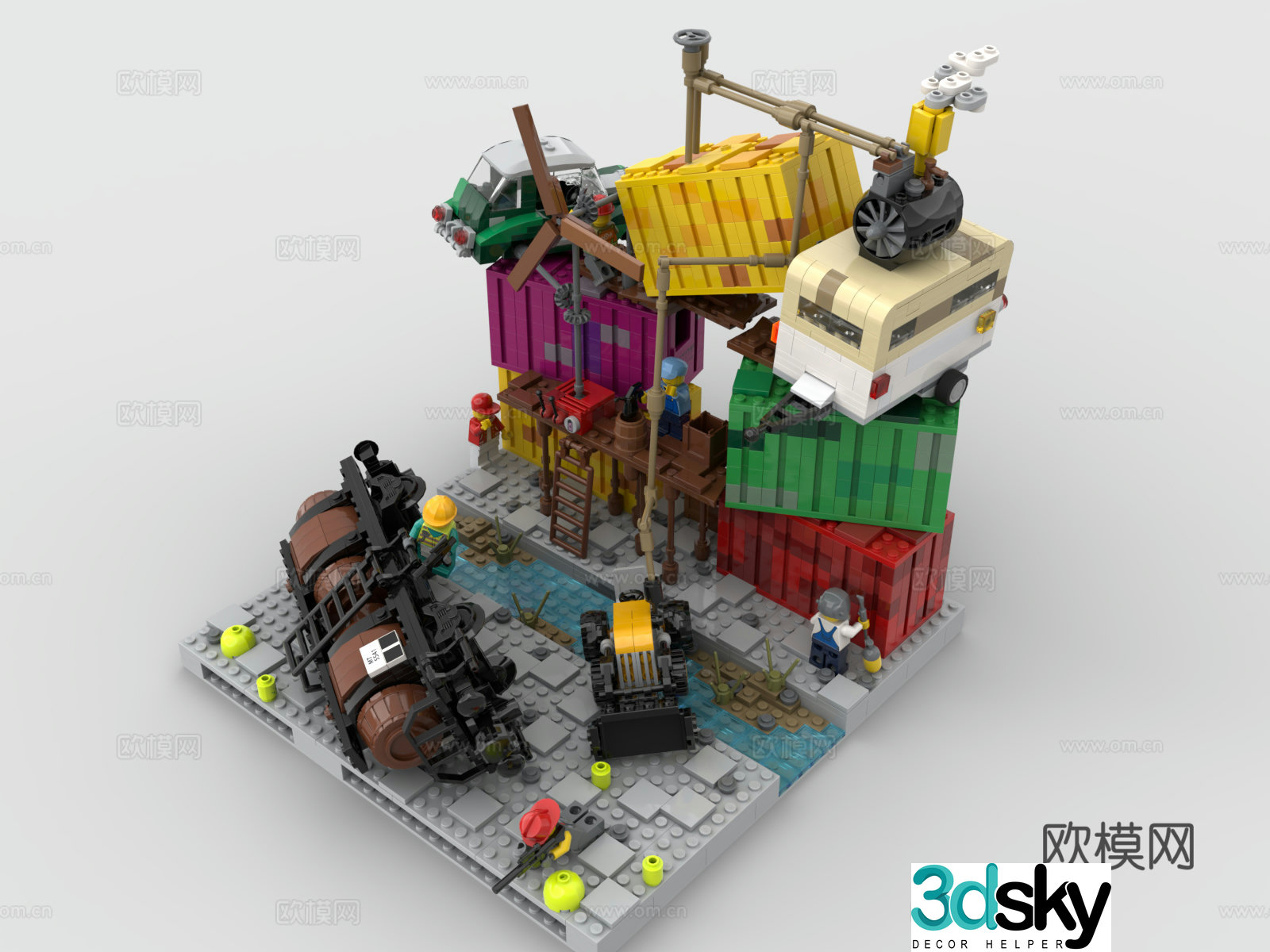 Lego LEGO toys building blocks used car yard scene scrapyard scrapyard 3d model