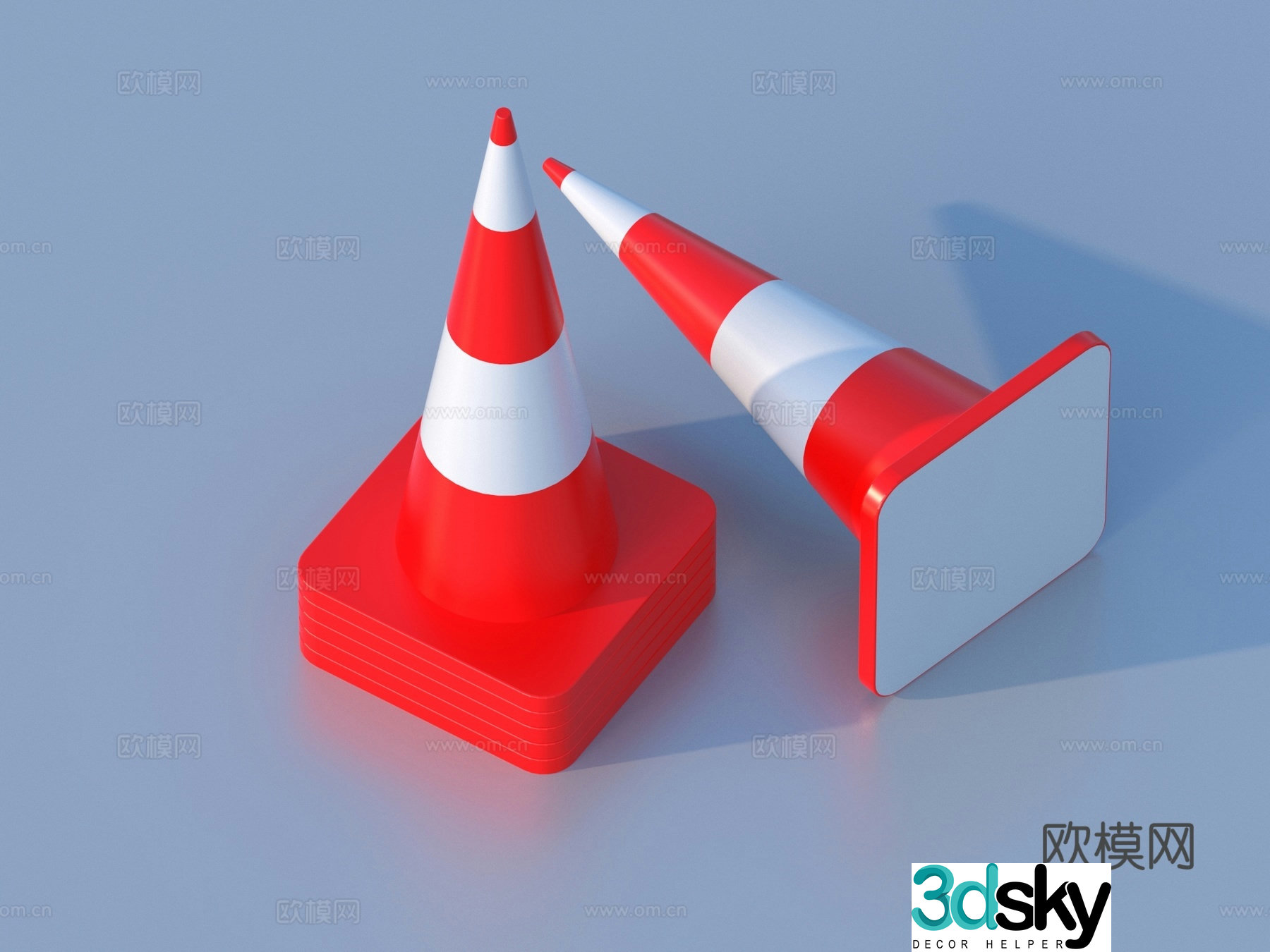 cone roadblock ice cream cone road sign roadblock 3d model