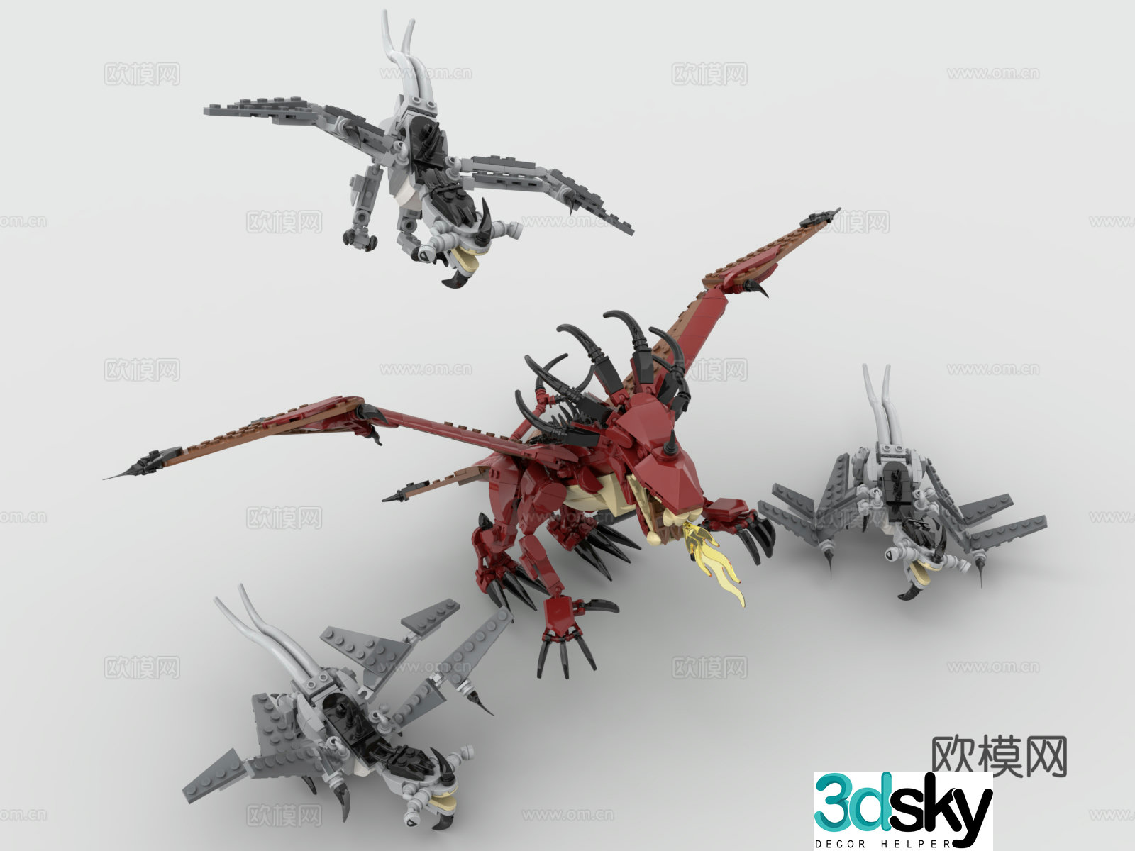 LEGO LEGO toys building blocks dragon evil dragon flying dragon western dragon 3d model