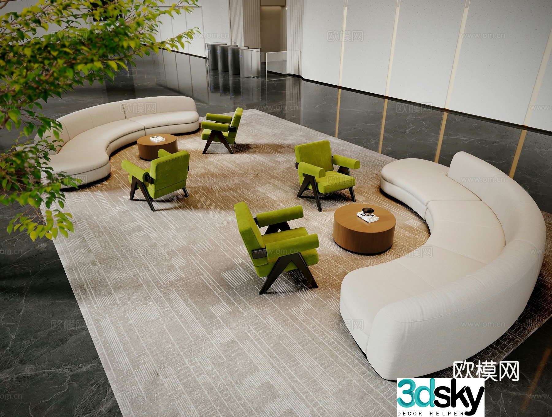 Office sofa lobby sofa public sofa 3d model