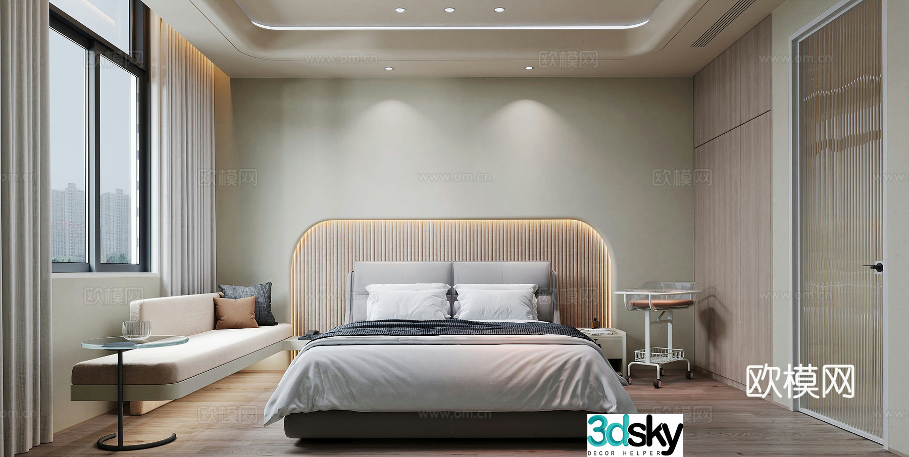 Modern nursing home bedroom elderly room 3d model