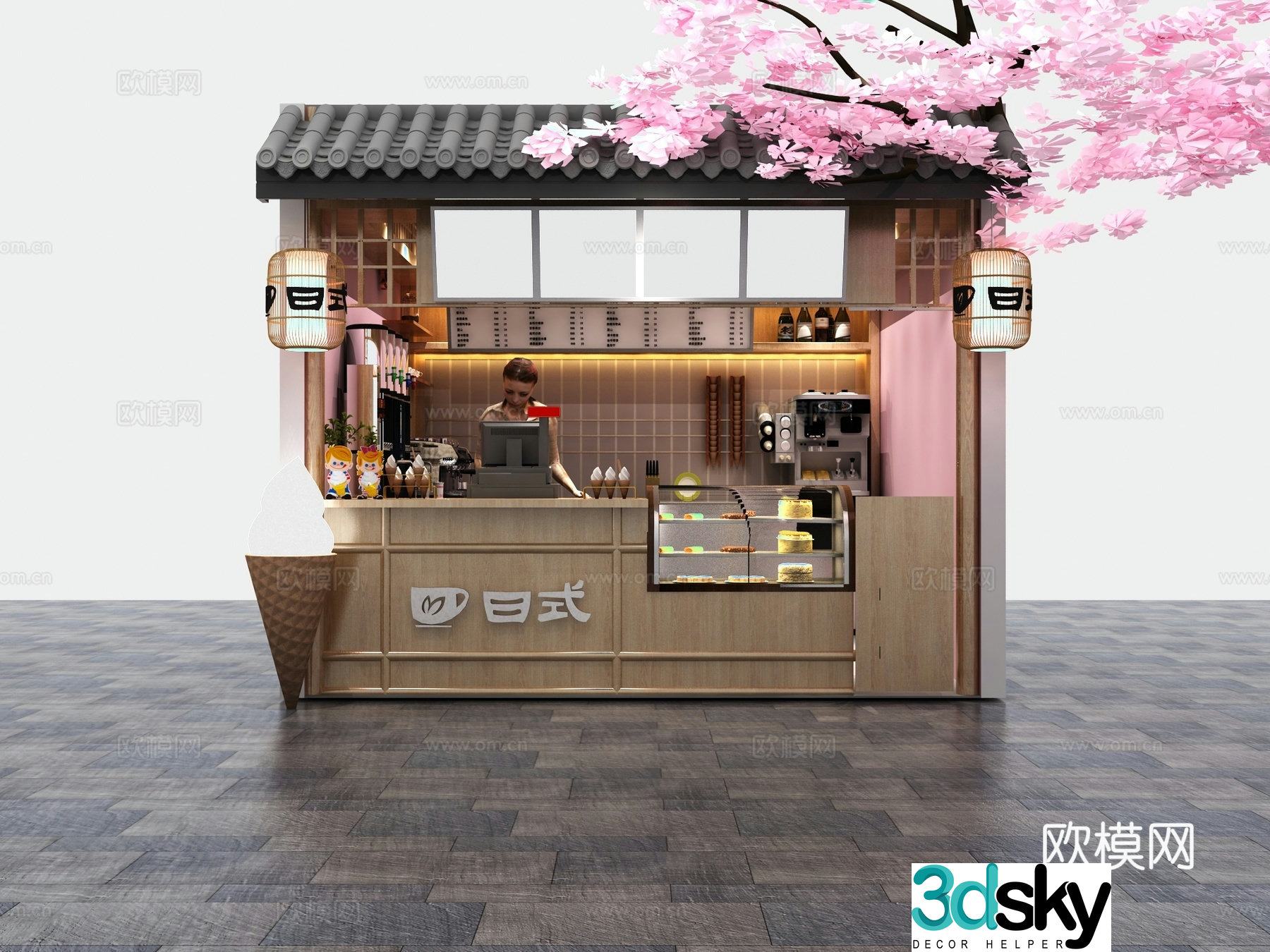 Japanese ice cream shop snack bar 3d model