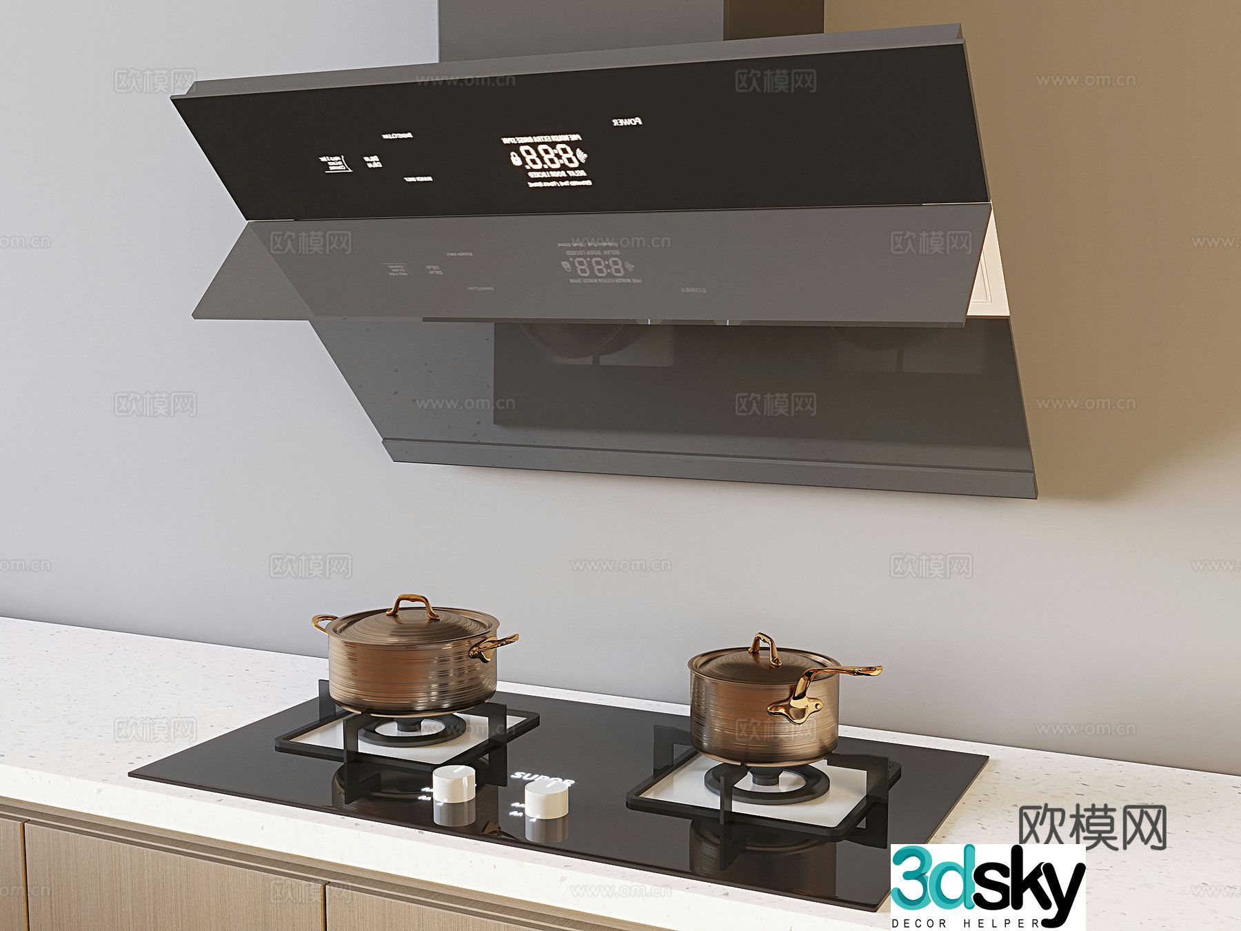 Modern range hood range hood gas stove stove 3d model
