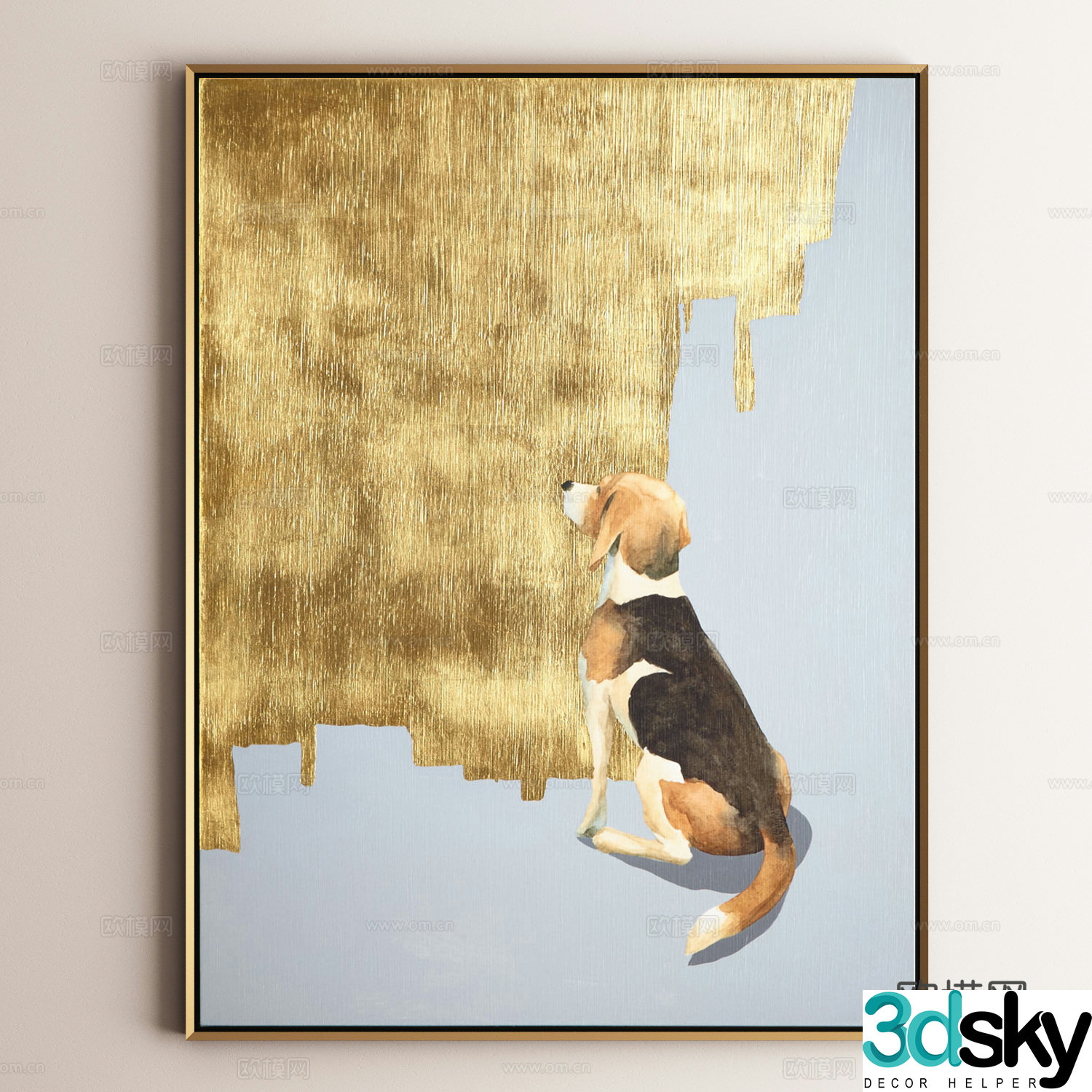 Modern decorative painting oil painting animal hanging painting 3D model