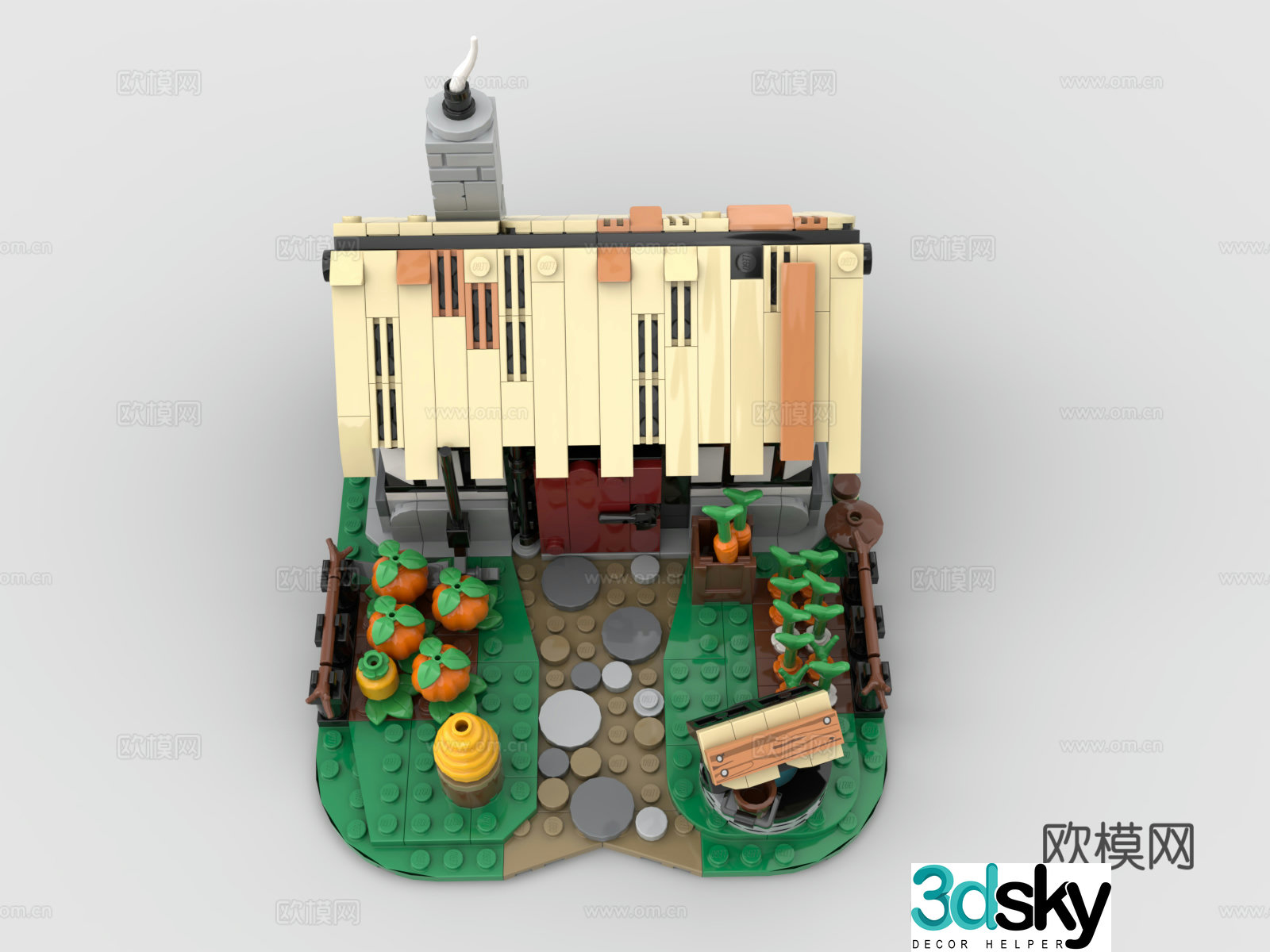 Lego toys building block house construction farmhouse 3d model