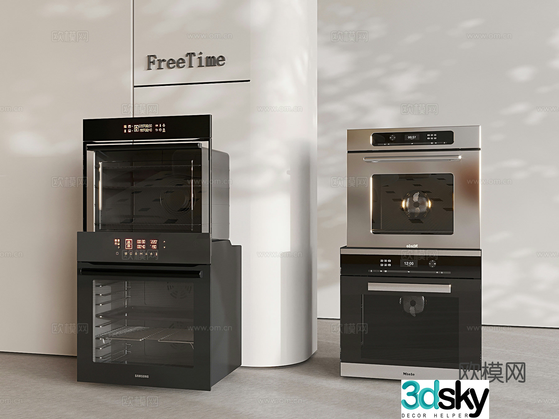 Modern built-in oven steamer kitchen appliance steaming and baking integrated 3D model