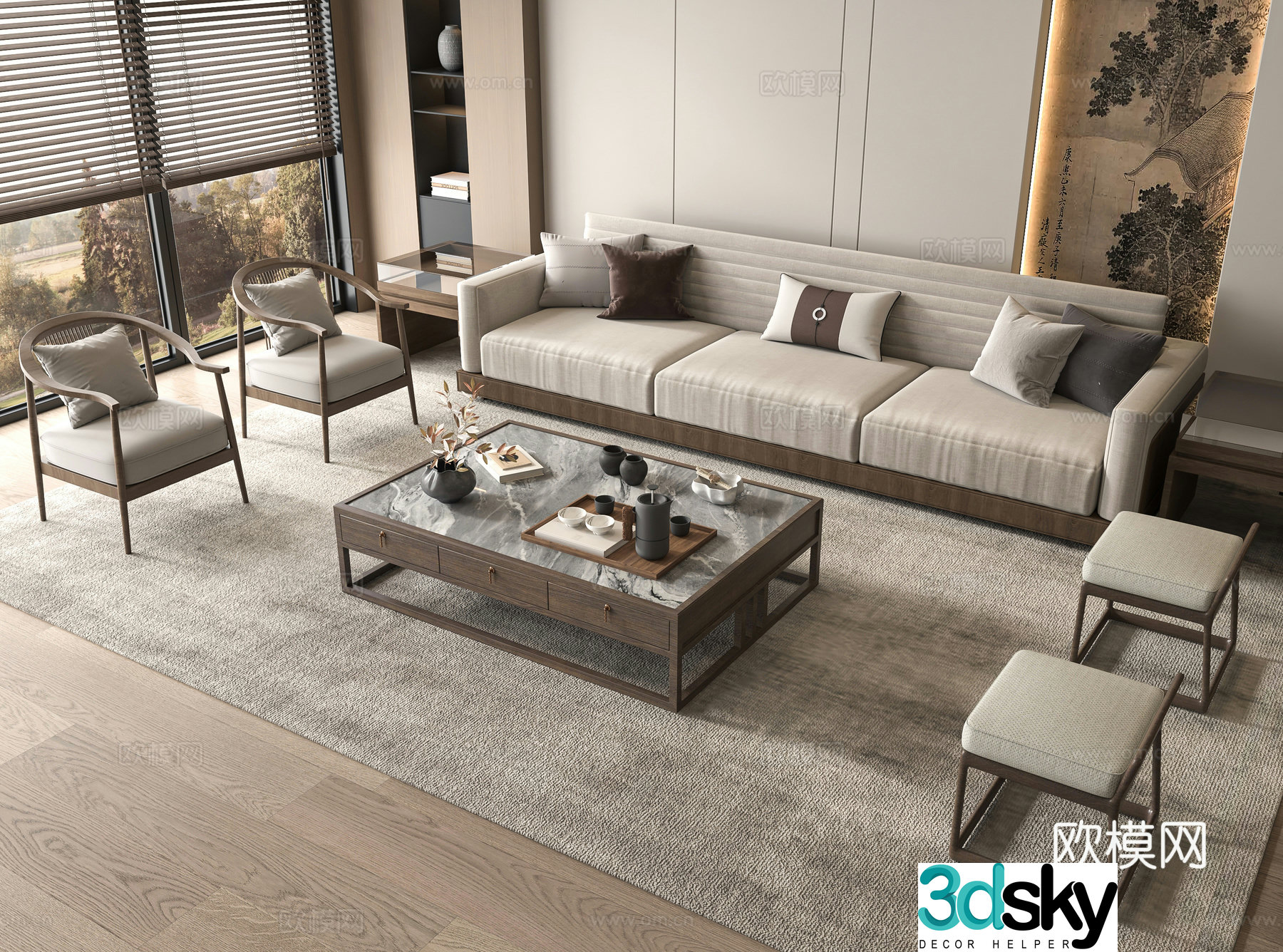 Medieval style modular sofa 3D model