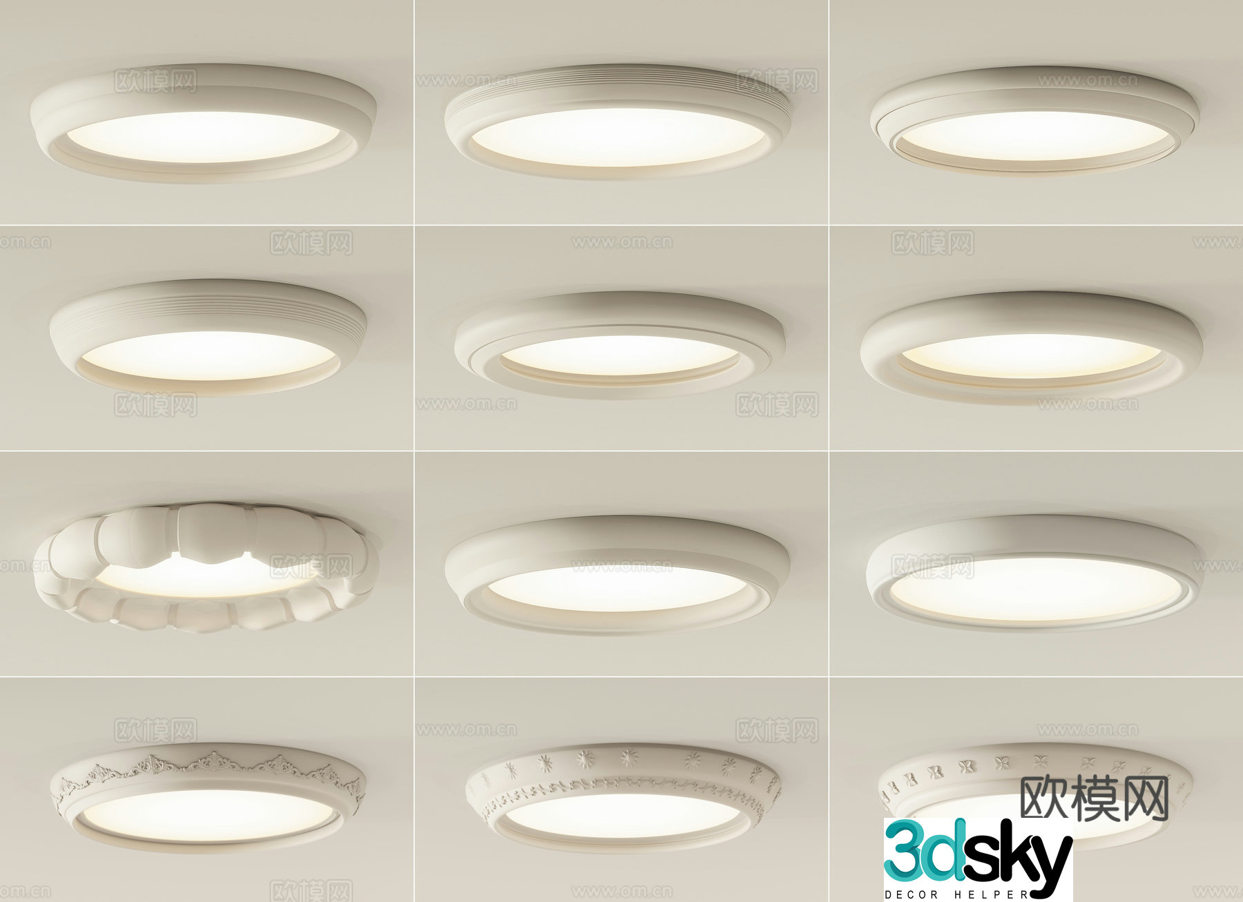 Cream style ceiling lamp decorative lamp artistic lamp 3d model