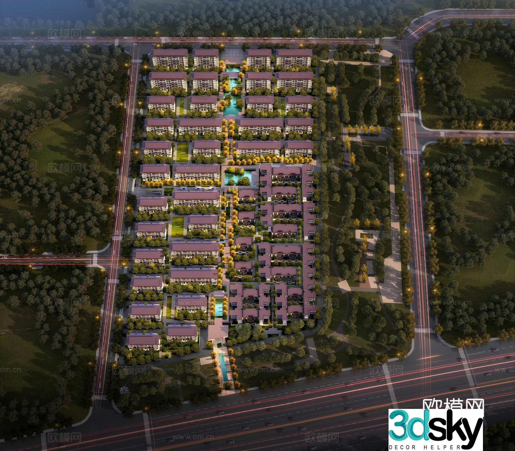 New Chinese style residential area aerial view 3D model