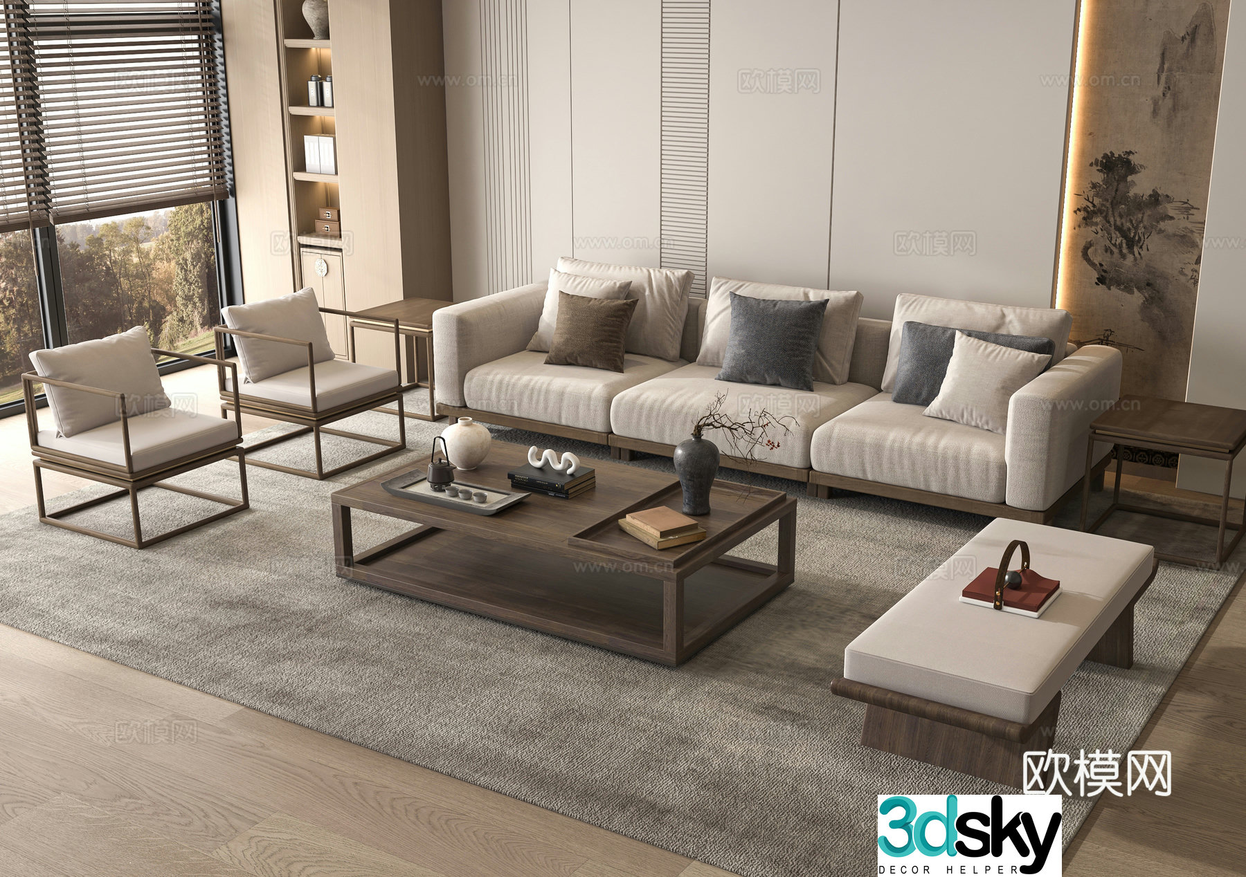 Medieval style modular sofa 3D model