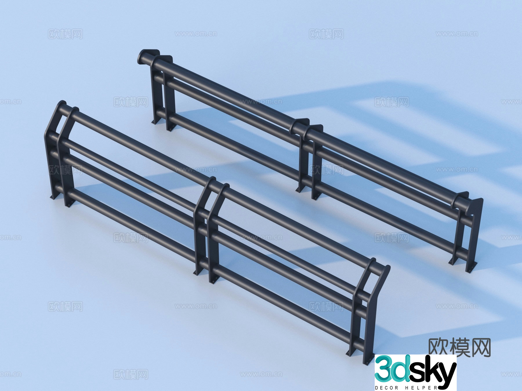 guardrail railing fence 3d model