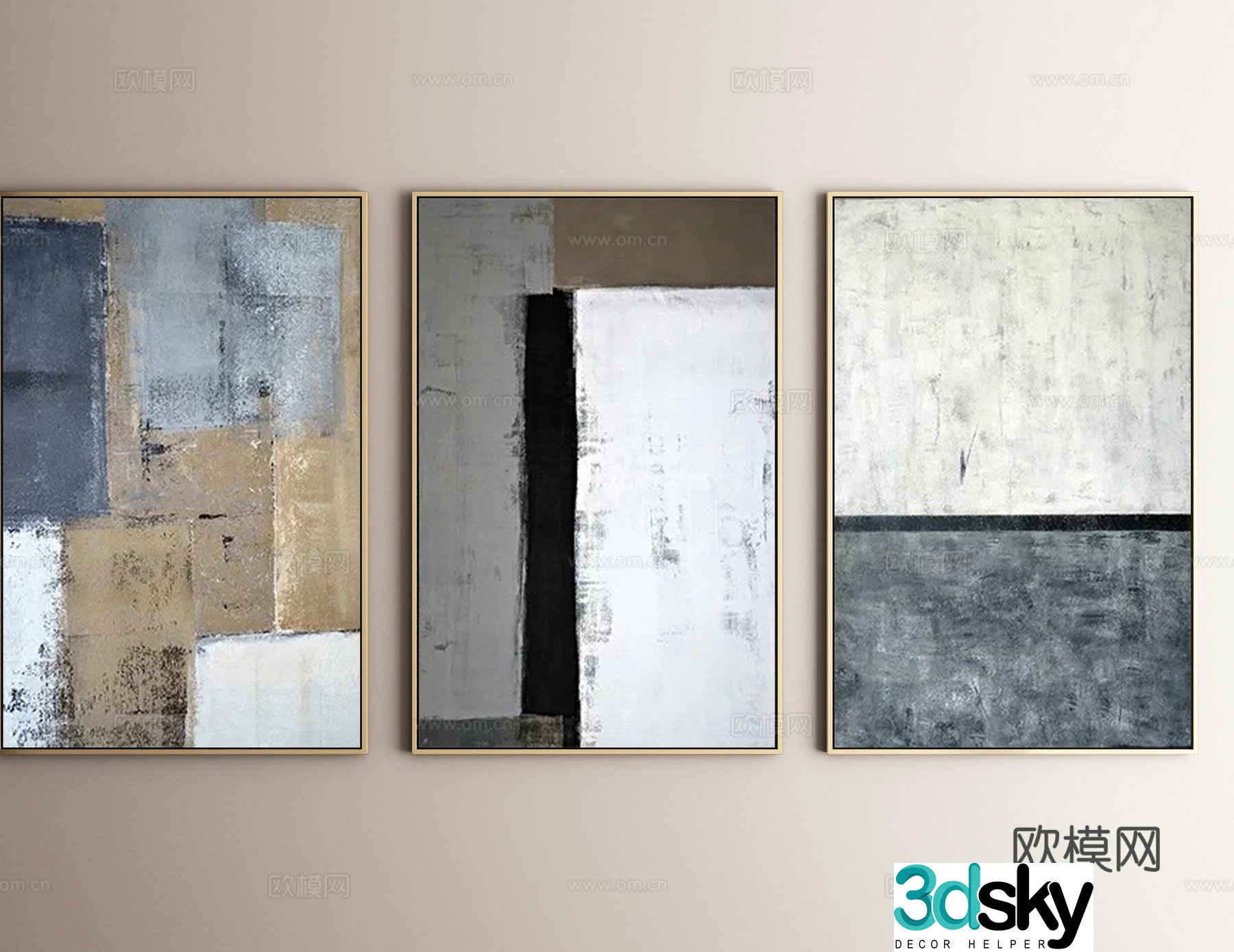Modern decorative painting texture painting hanging painting 3d model