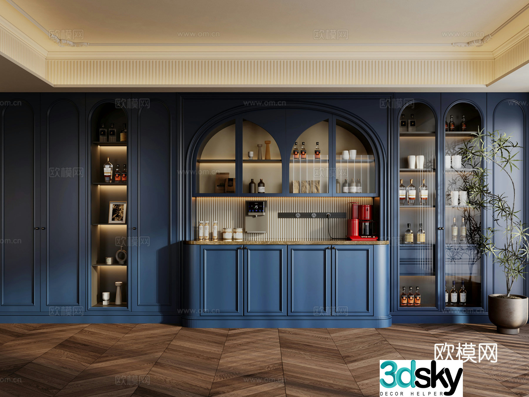 French wine cabinet sideboard 3d model
