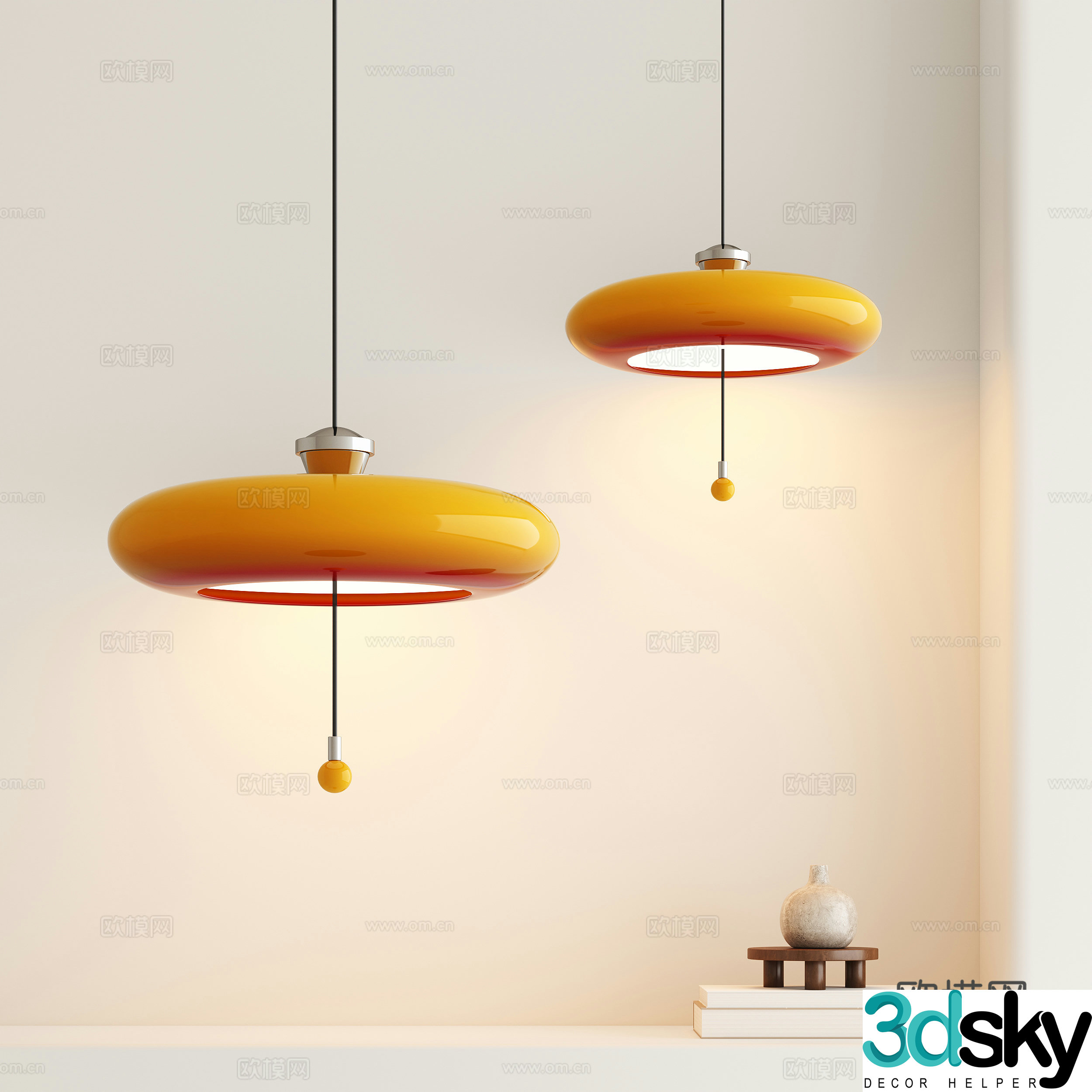 Modern dopamine small chandelier 3d model