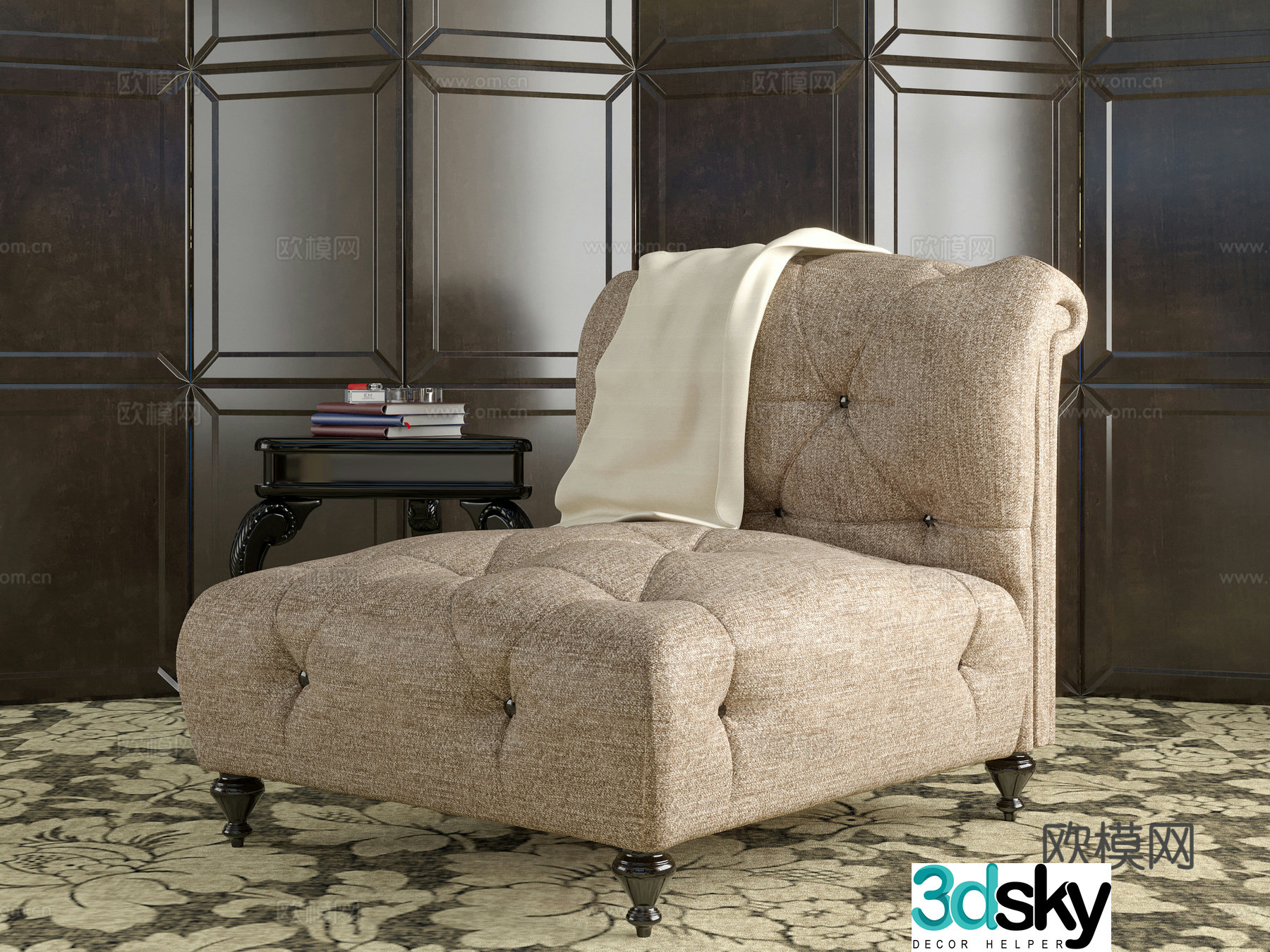 Simple European single sofa leisure sofa 3d model
